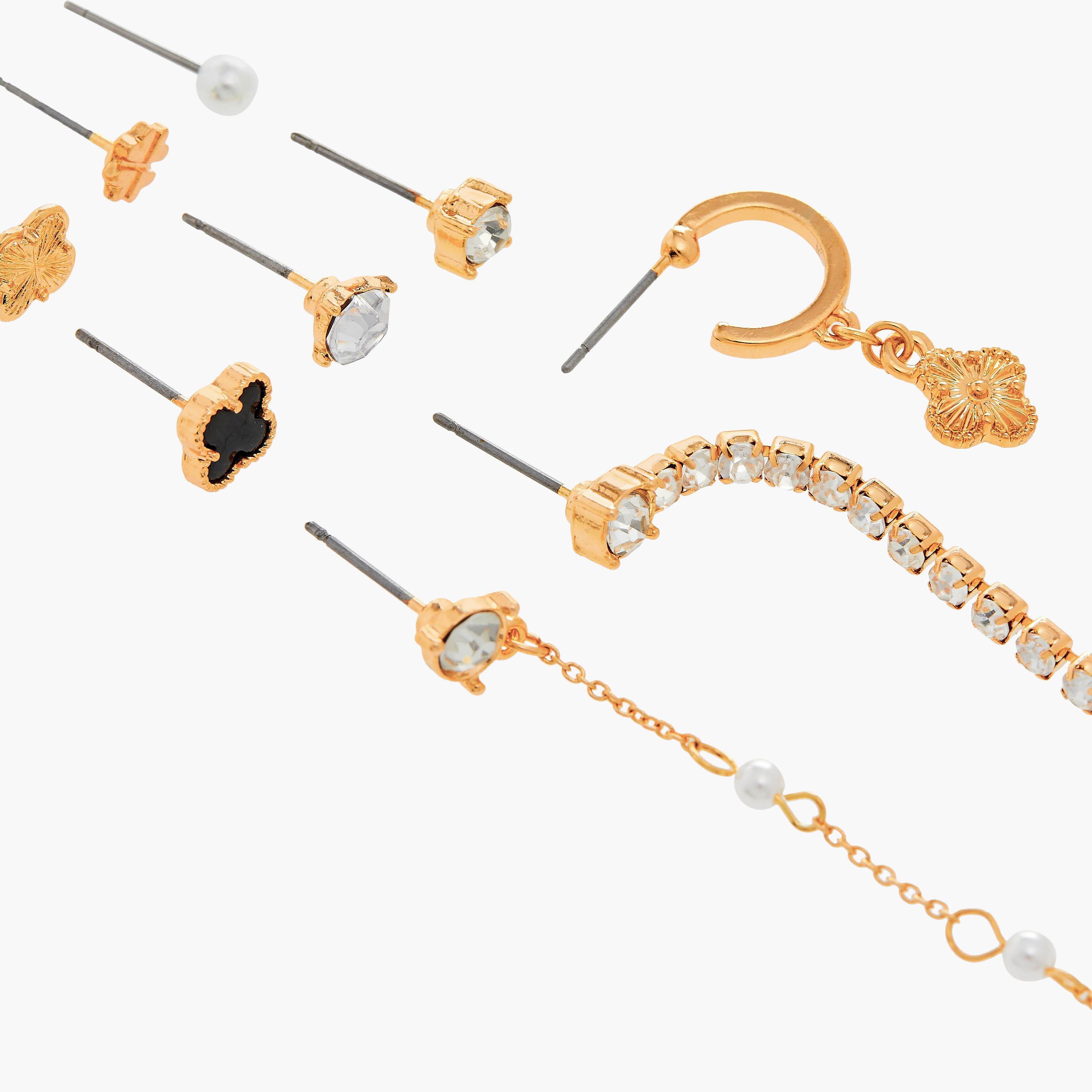 حلقان متنوعة بمكبس إغلاق خلفي - طقم من 9 أزواج-women-watchesandjewellery-jewellery-earrings-image-2
