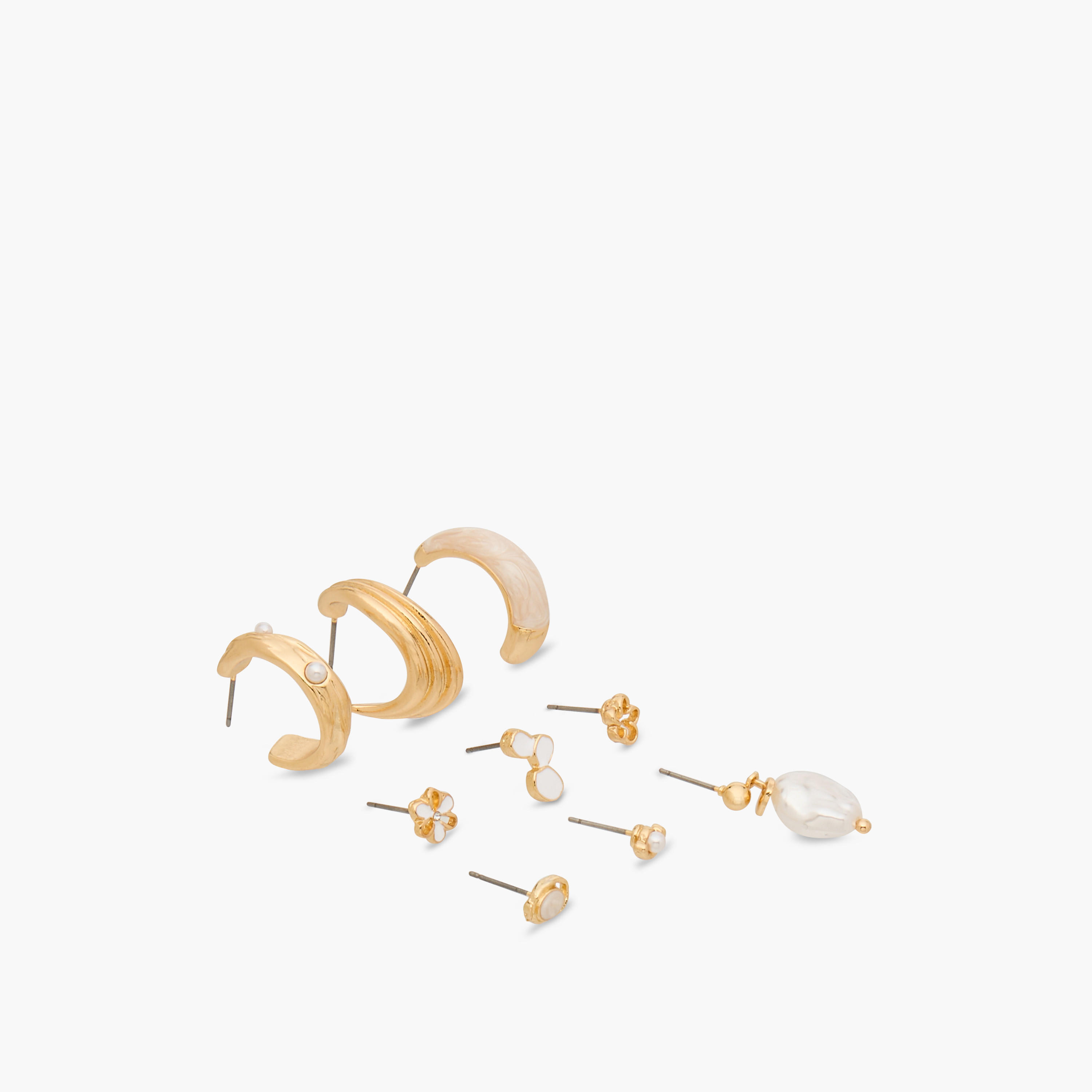 حلق بتفاصيل مينا ومكبس إغلاق خلفي - طقم من 9 أزواج-women-watchesandjewellery-jewellery-earrings-image-3