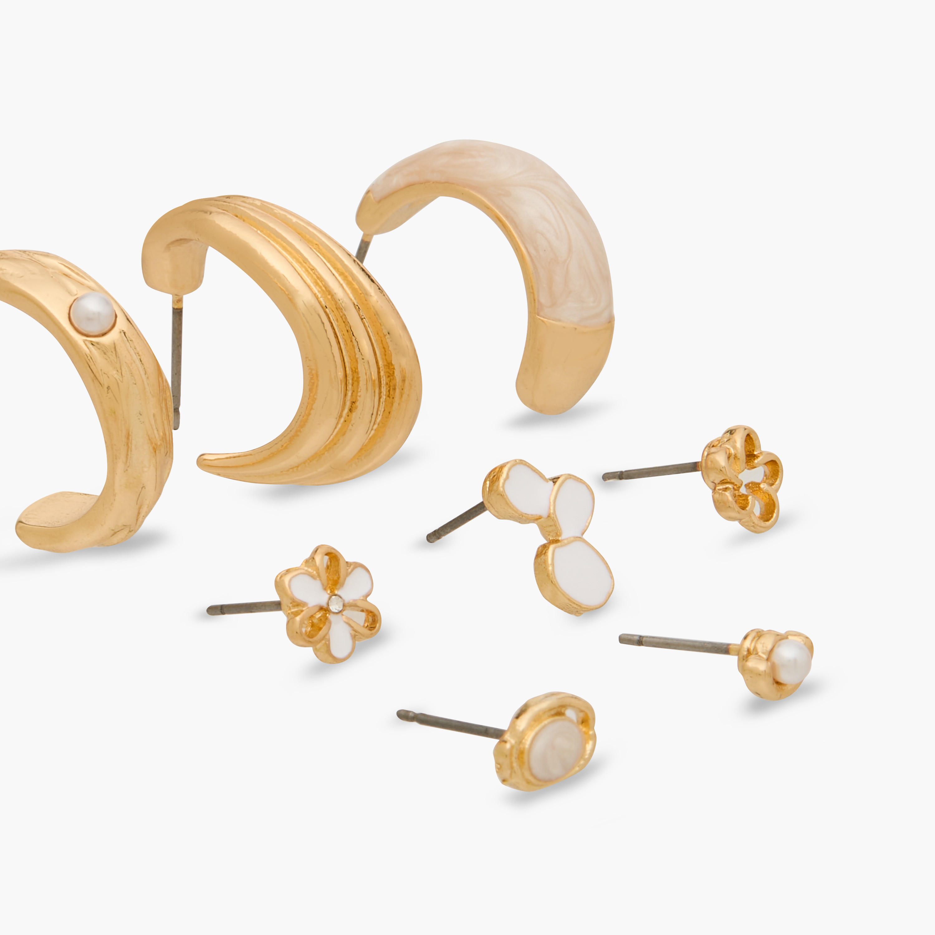 حلق بتفاصيل مينا ومكبس إغلاق خلفي - طقم من 9 أزواج-women-watchesandjewellery-jewellery-earrings-image-4