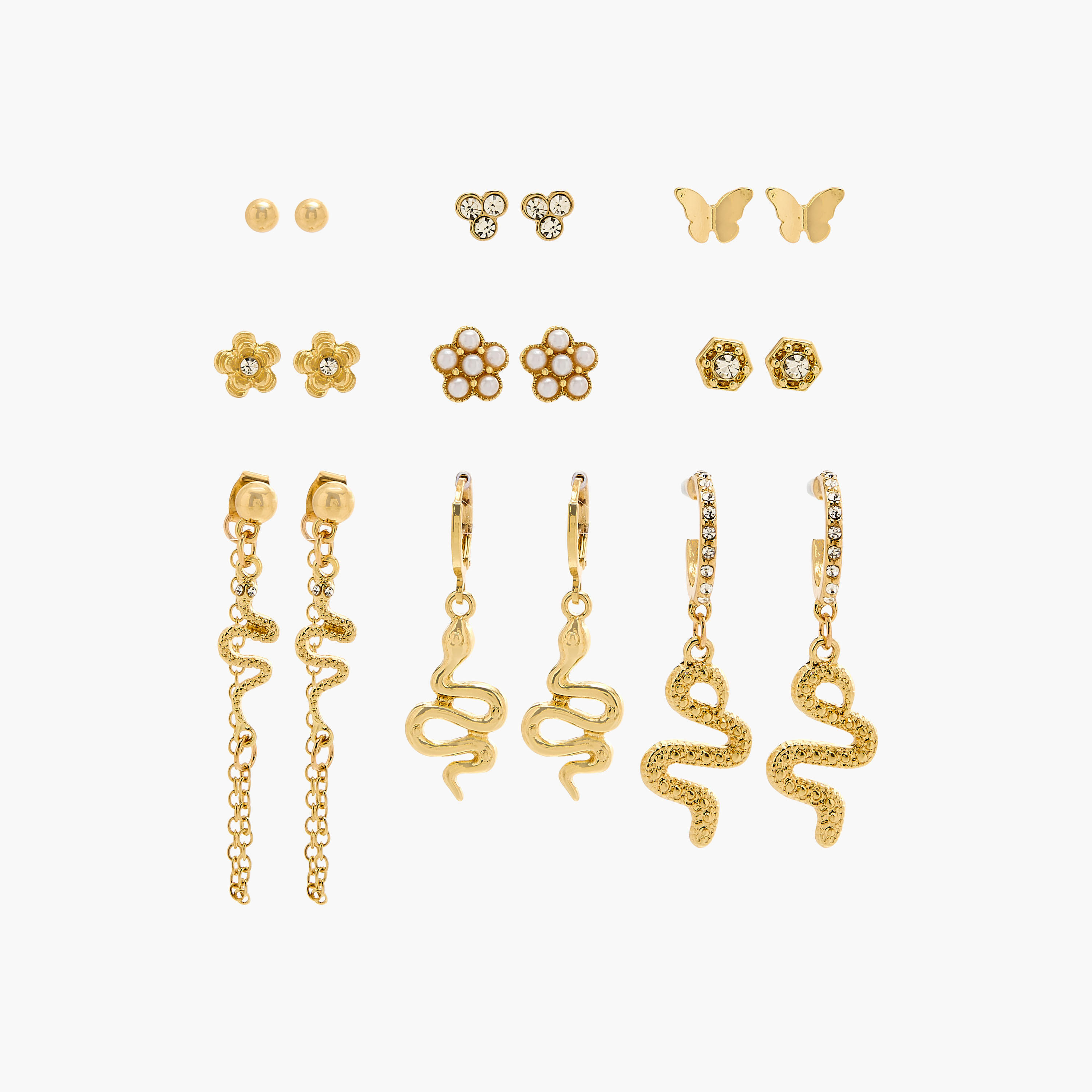 حلقان ميتاليك متنوعة - طقم 9 أزواج-women-watchesandjewellery-jewellery-earrings-image-6