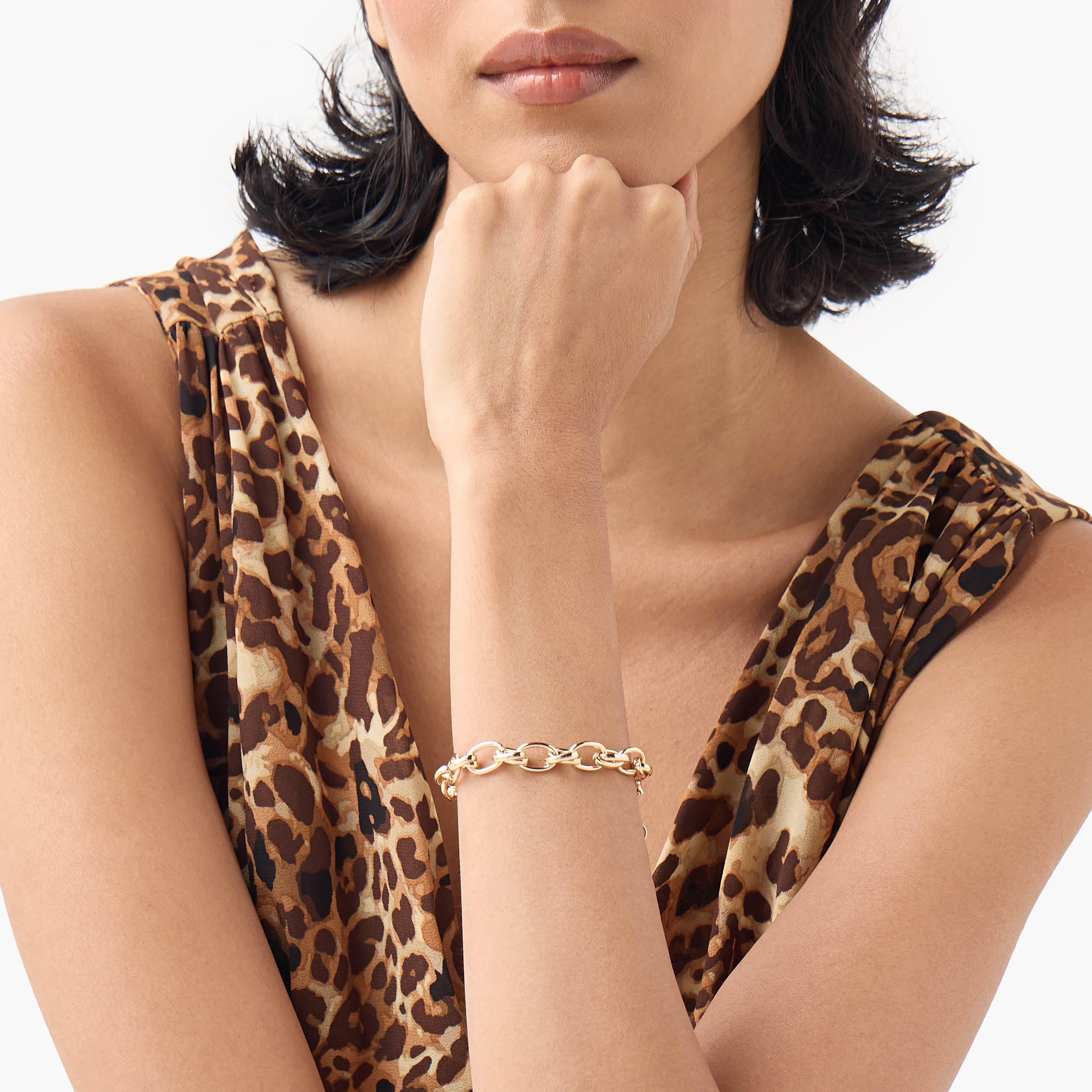 Metallic Link Bracelet with Lobster Clasp Closure-women-watchesandjewellery-jewellery-banglesandbracelets-image-2