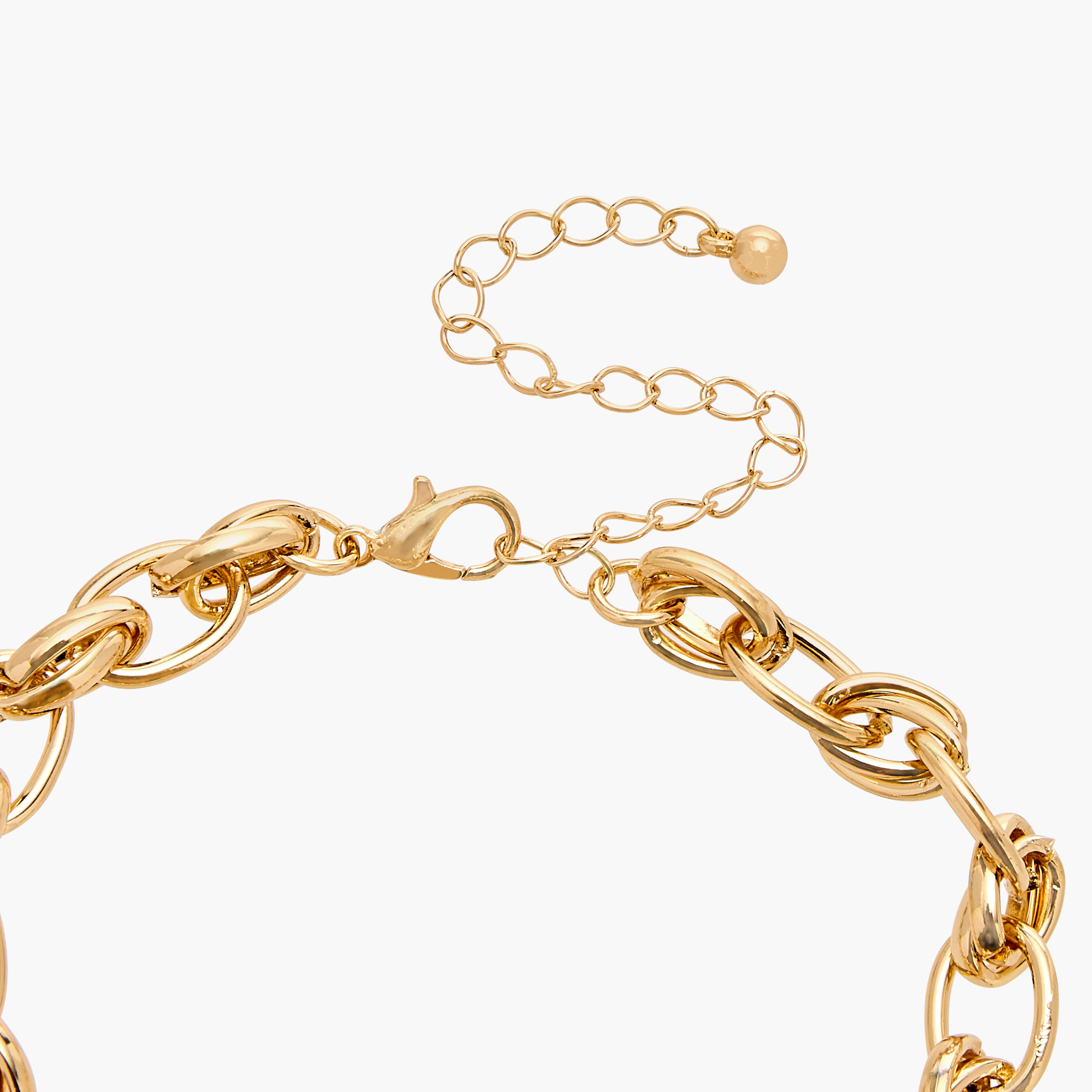 Metallic Link Bracelet with Lobster Clasp Closure-women-watchesandjewellery-jewellery-banglesandbracelets-image-4