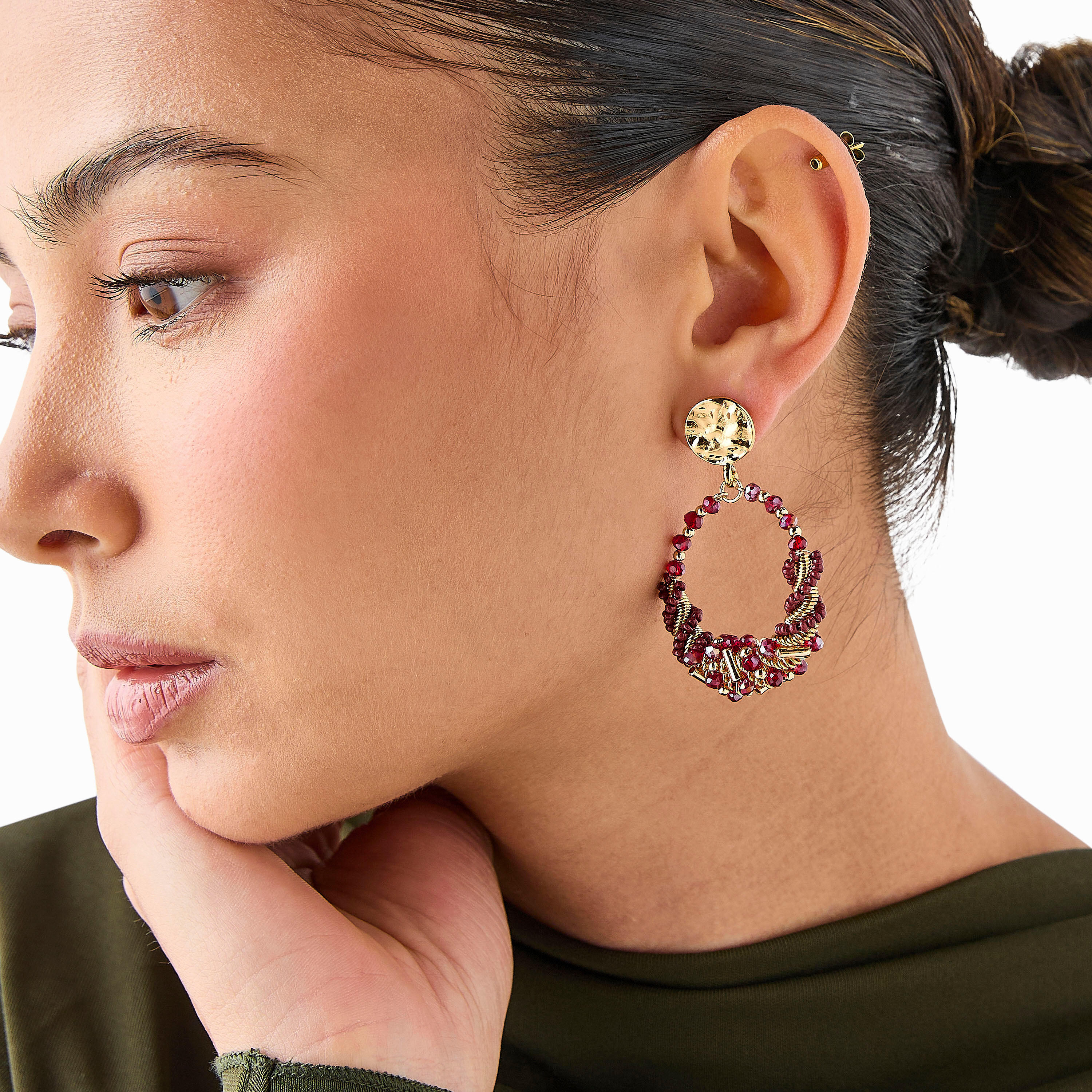 Bead Embellished Drop Earrings with Pushback Closure-women-watchesandjewellery-jewellery-earrings-image-2