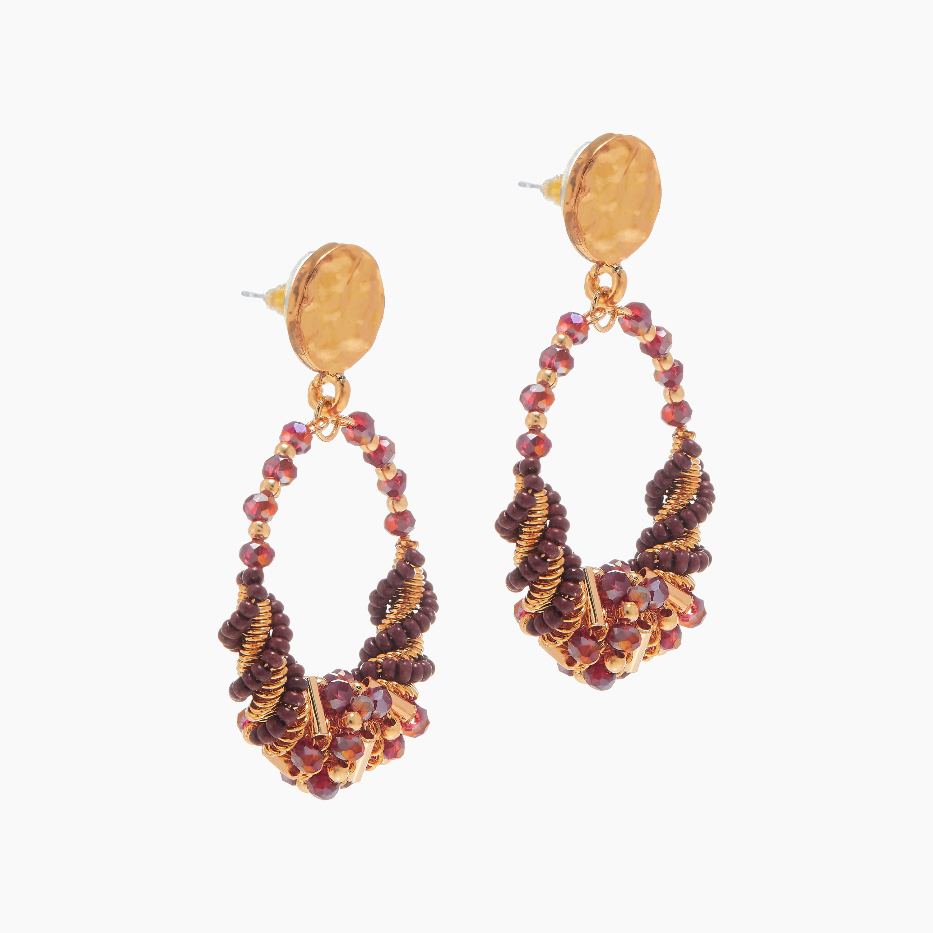 Bead Embellished Drop Earrings with Pushback Closure-women-watchesandjewellery-jewellery-earrings-image-3