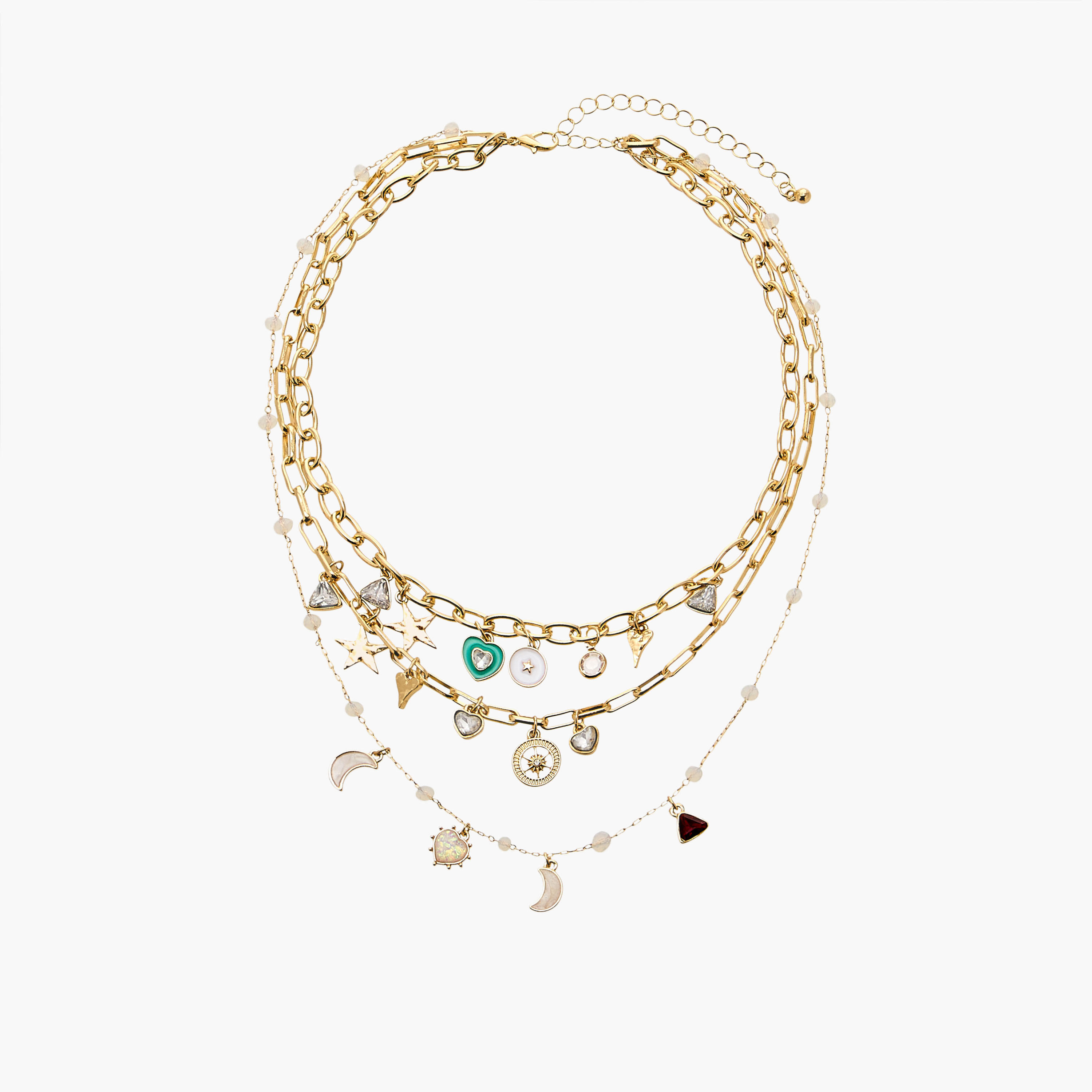 عقد بطبقات مع تفاصيل دلايات وإغلاق بمشبك-women-watchesandjewellery-jewellery-necklacesandpendants-image-1