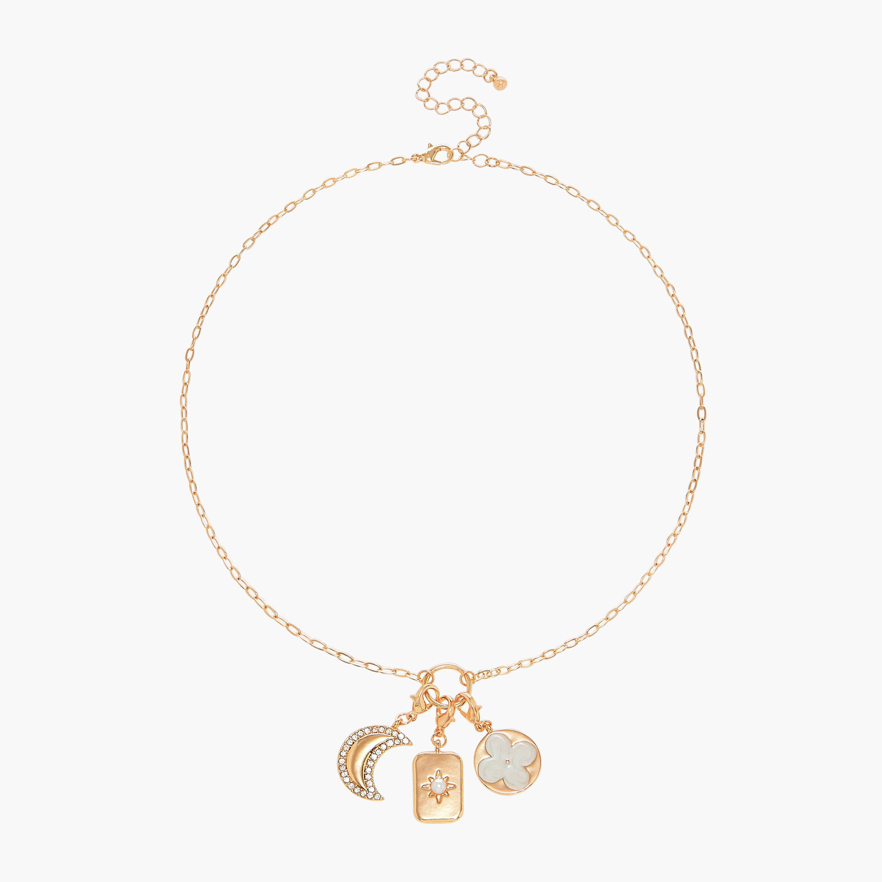 Metallic Chain Pendant Necklace with Charms-women-watchesandjewellery-jewellery-necklacesandpendants-image-1