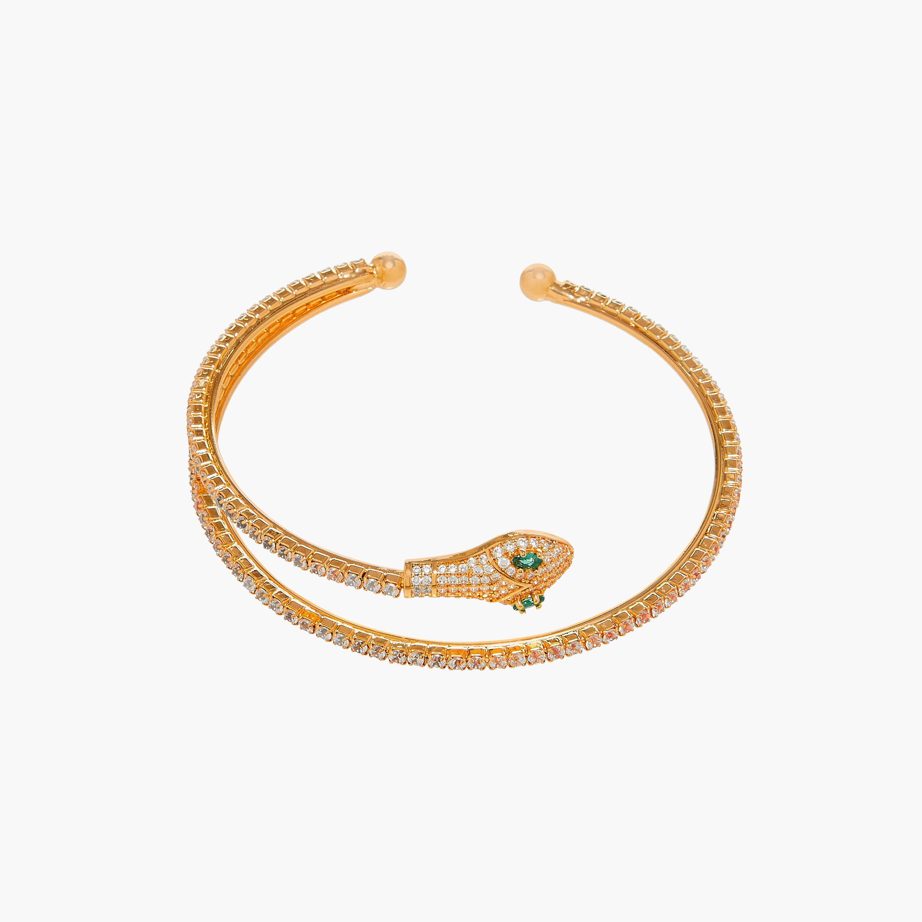 Serpent Pattern Embellished Cuff Bracelet-women-watchesandjewellery-jewellery-banglesandbracelets-image-3