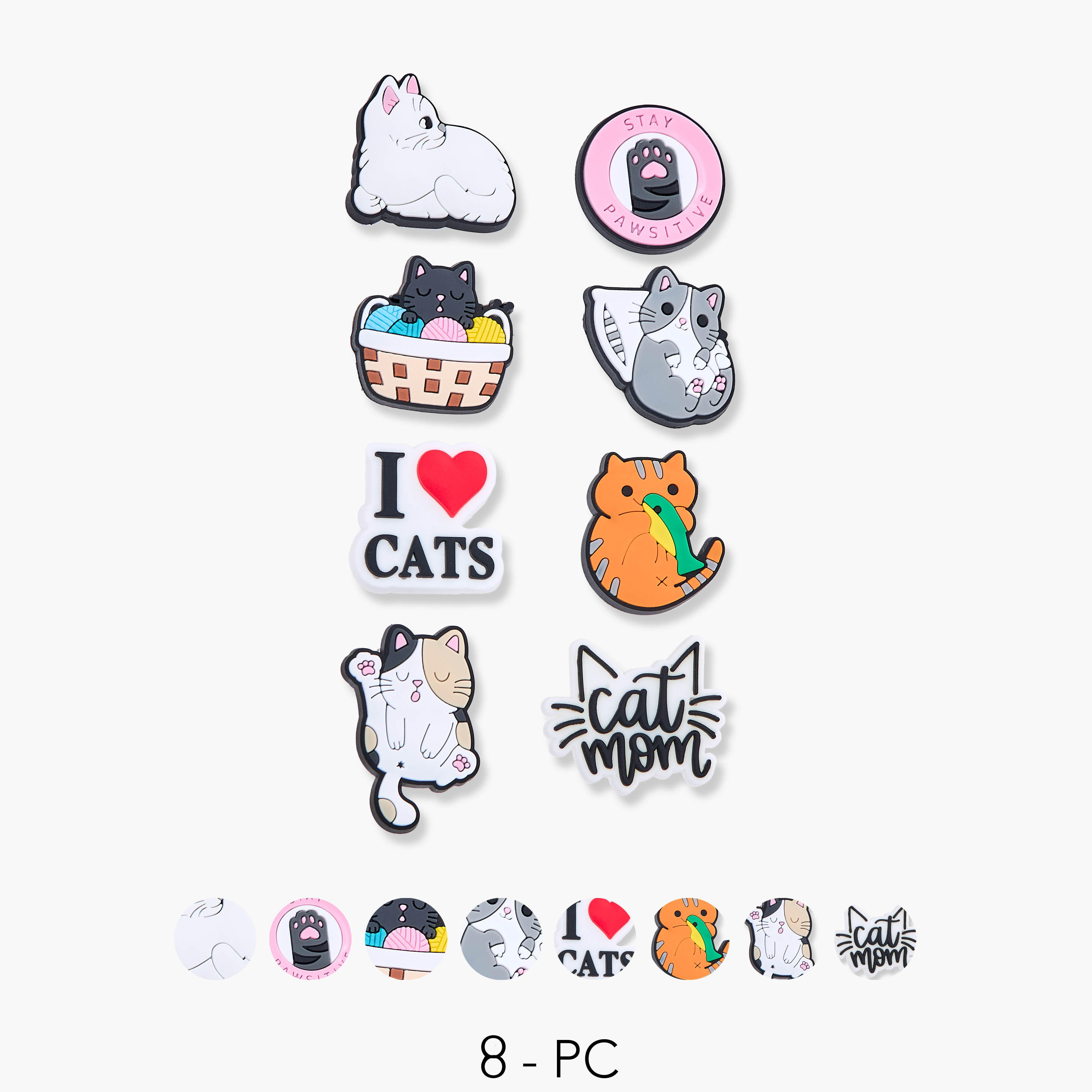 Set of 8 - Gloo Cat Charms-women-clothingaccessories-novelties-image-1
