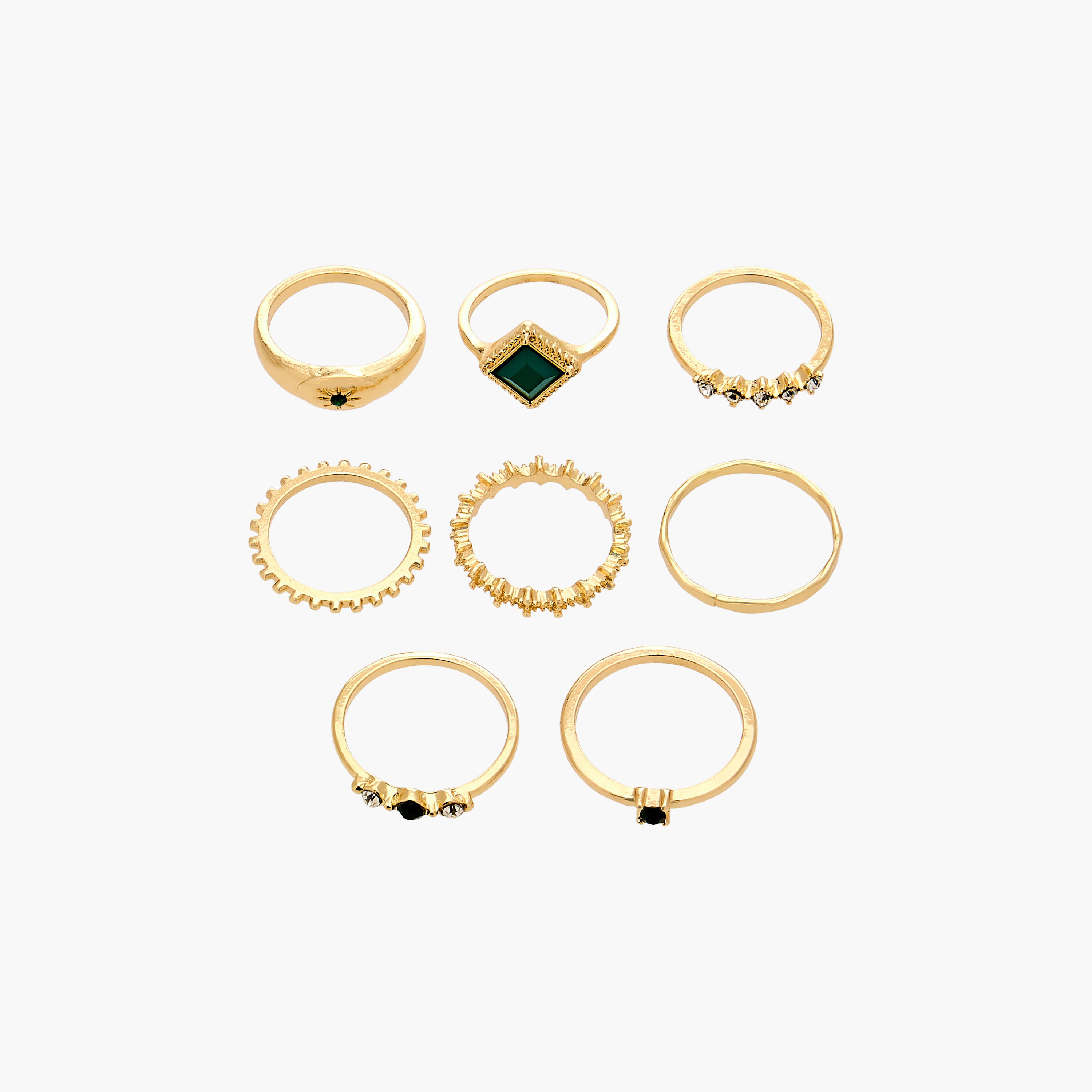 Set of 8 - Assorted Metallic Ring-women-watchesandjewellery-jewellery-rings-image-1