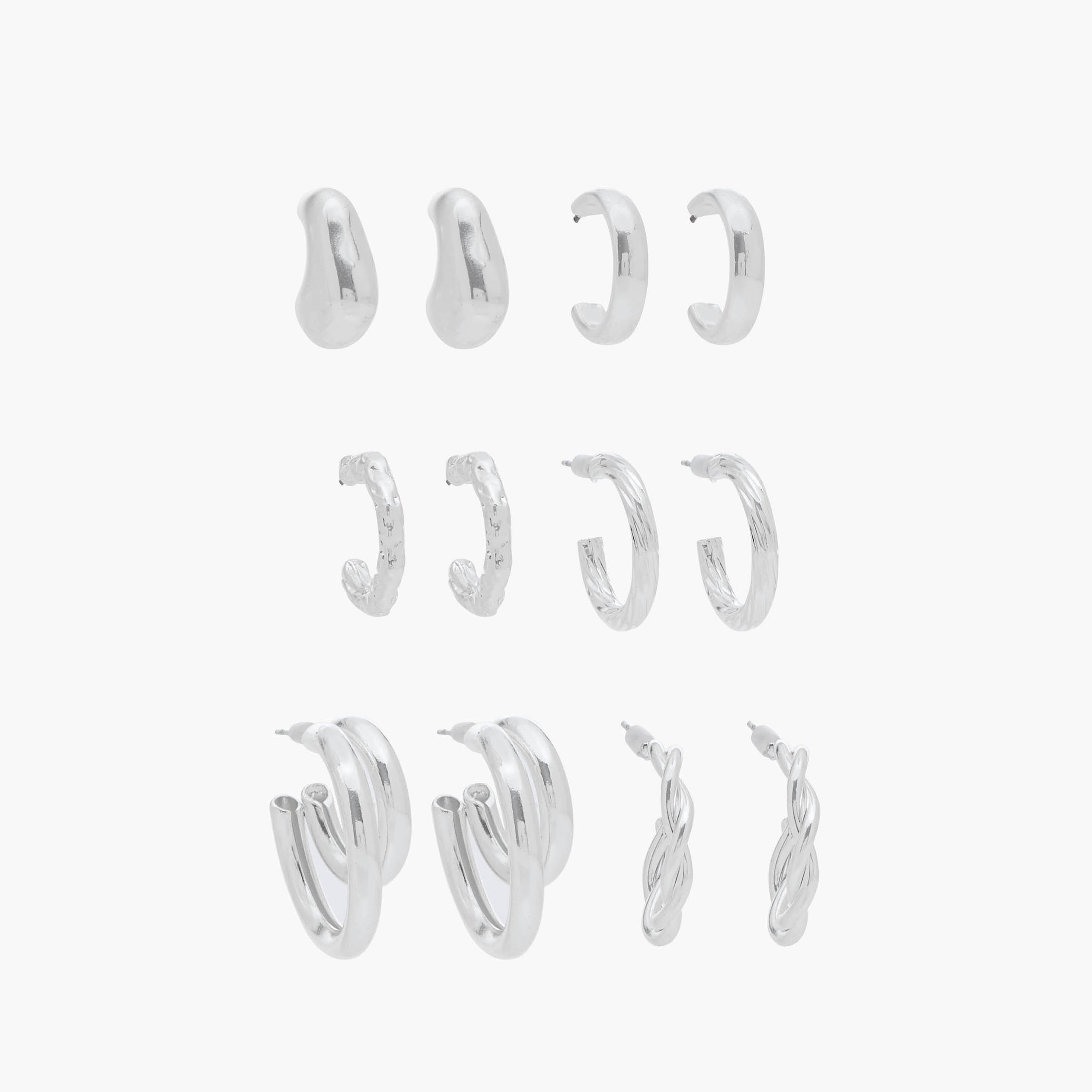 Set of 6 - Gloo Metallic Hoop Earring with Pushback Closure-women-watchesandjewellery-jewellery-earrings-image-1