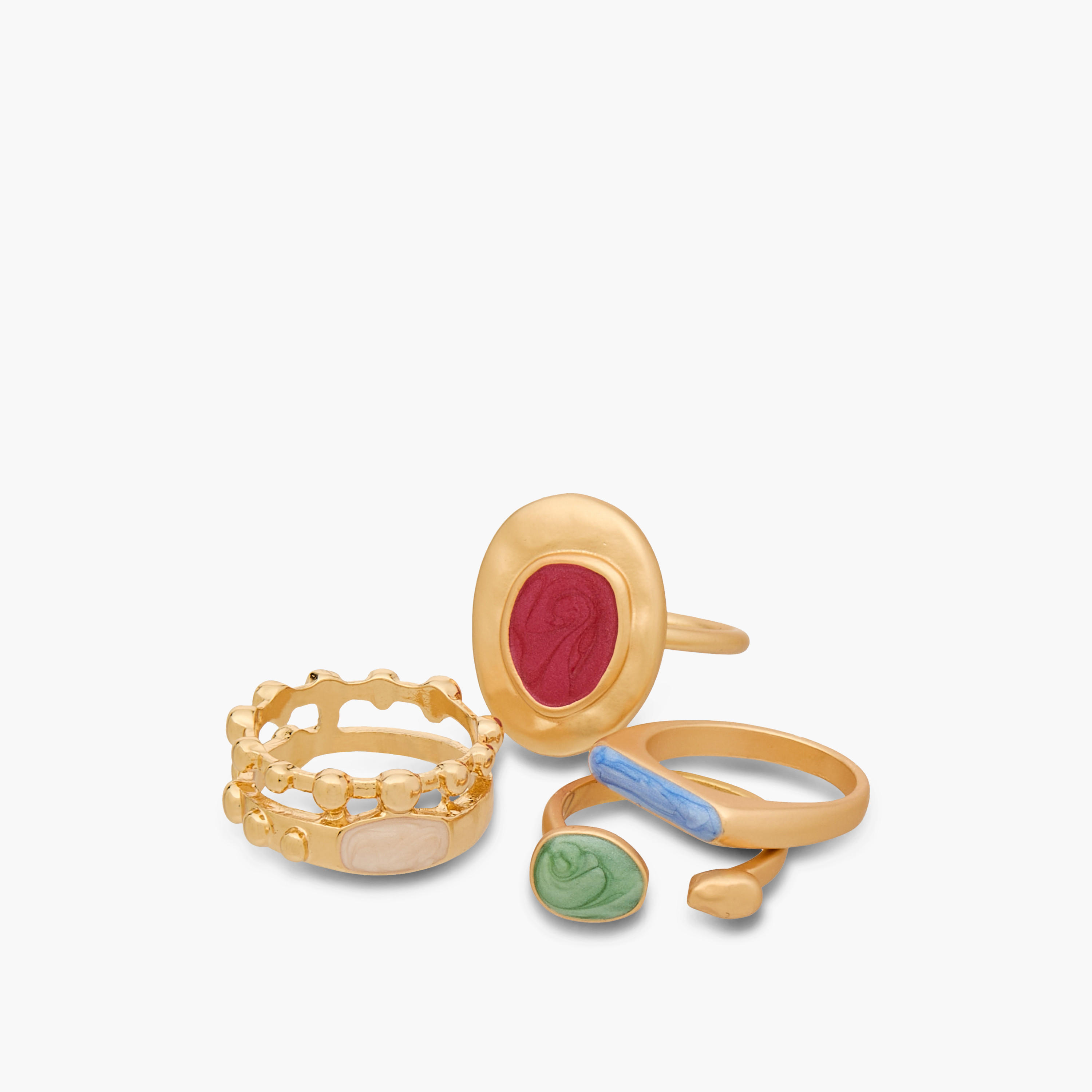 خواتم مطلية بالمينا - طقم 4 قطع-women-watchesandjewellery-jewellery-rings-image-3