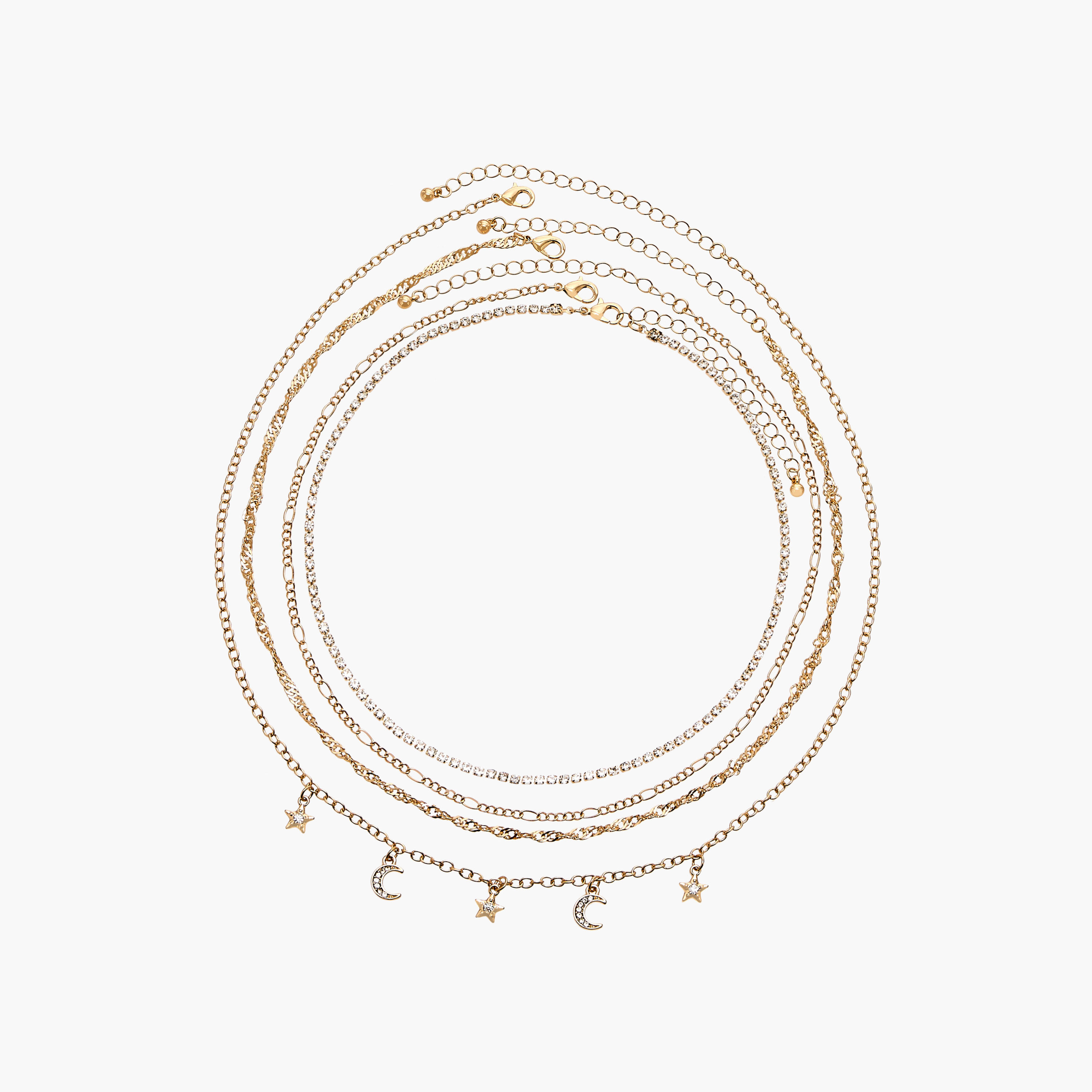 طقم أعقاد ميتاليك متنوعة بمشبك إغلاق - طقم من 4 قطع-women-watchesandjewellery-jewellery-necklacesandpendants-image-1