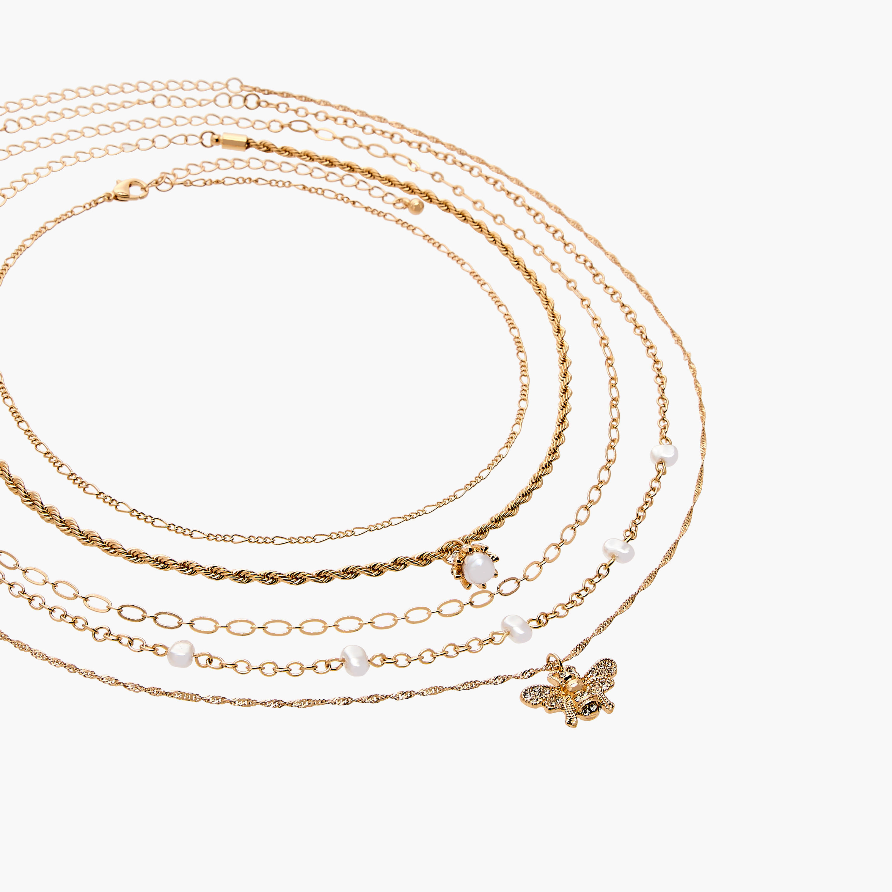 عقد ميتاليك بمشبك إغلاق - طقم من 5 قطع متنوعة-women-watchesandjewellery-jewellery-necklacesandpendants-image-8