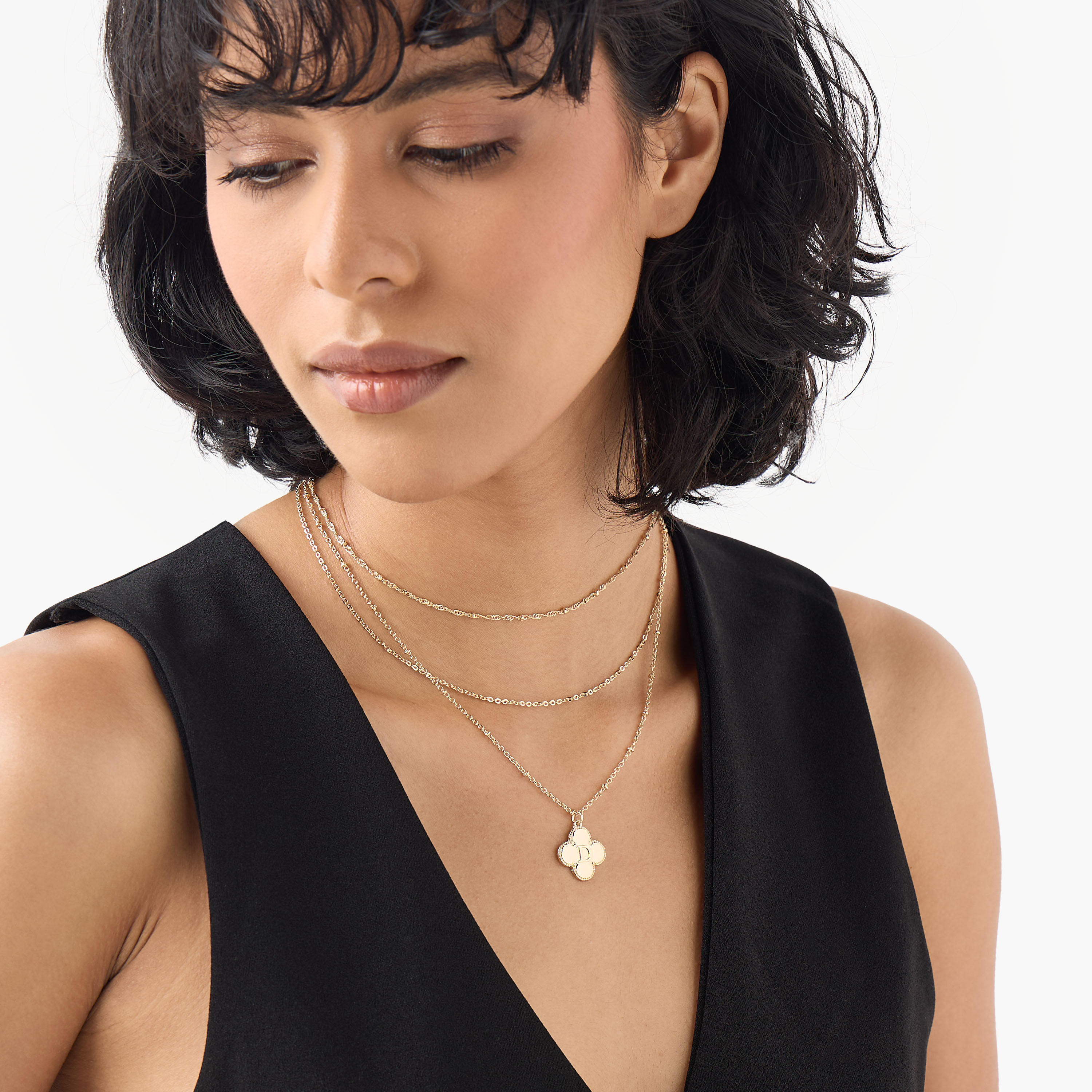عقد طبقات بدلاية حرف ومشبك إغلاق-women-watchesandjewellery-jewellery-necklacesandpendants-image-2