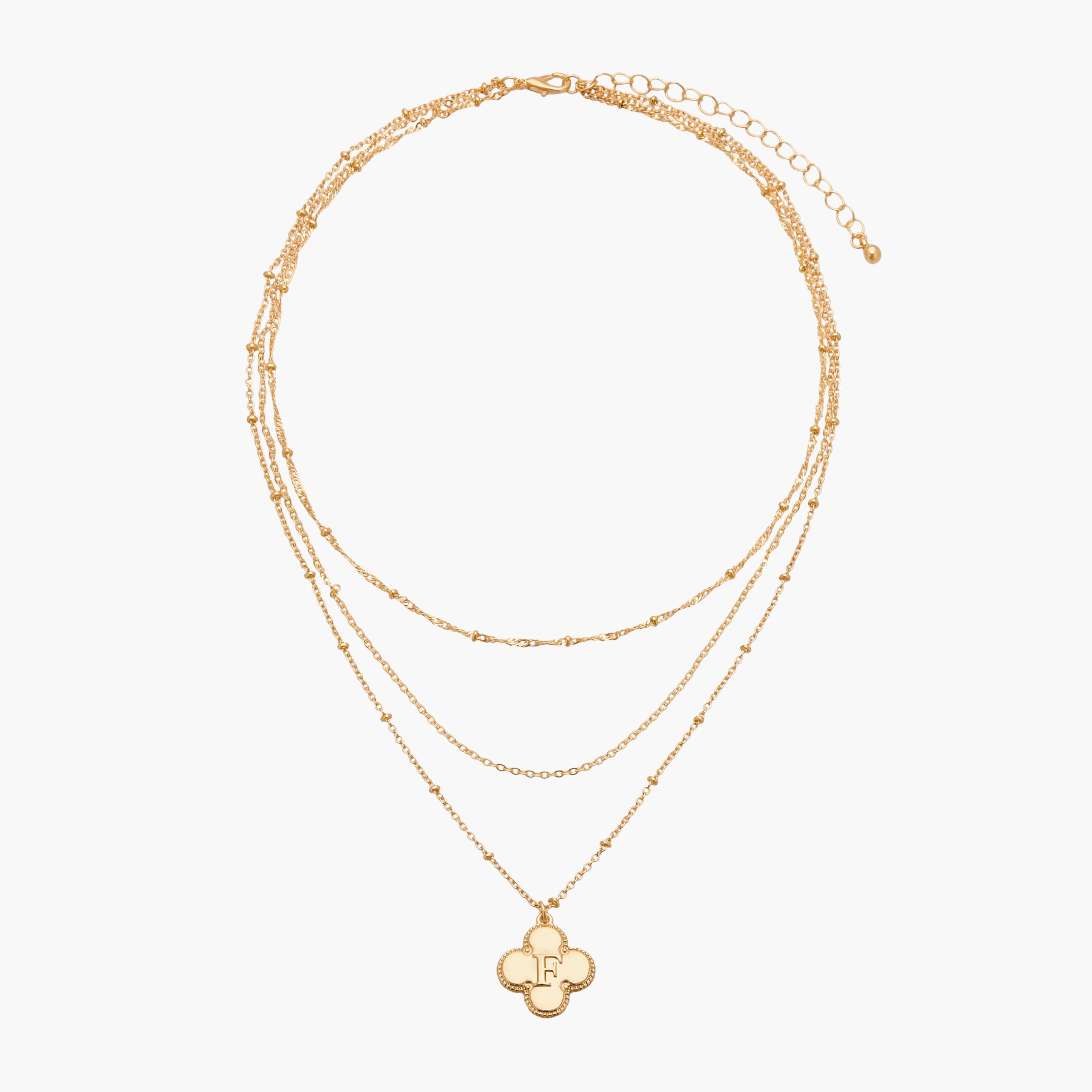 عقد متعدد الطبقات بدلاية حرف F ومشبك إغلاق-women-watchesandjewellery-jewellery-necklacesandpendants-image-1