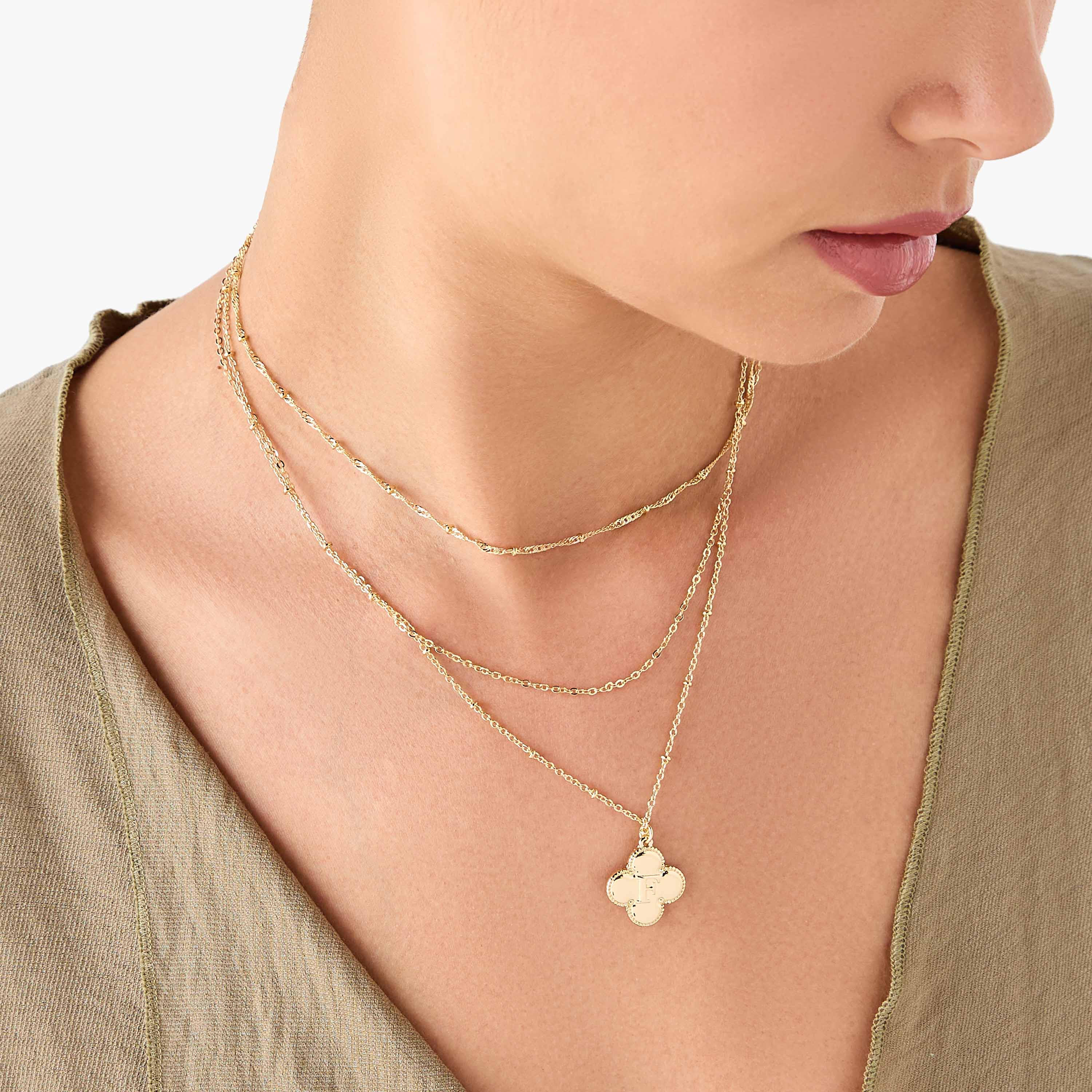 عقد متعدد الطبقات بدلاية حرف F ومشبك إغلاق-women-watchesandjewellery-jewellery-necklacesandpendants-image-2