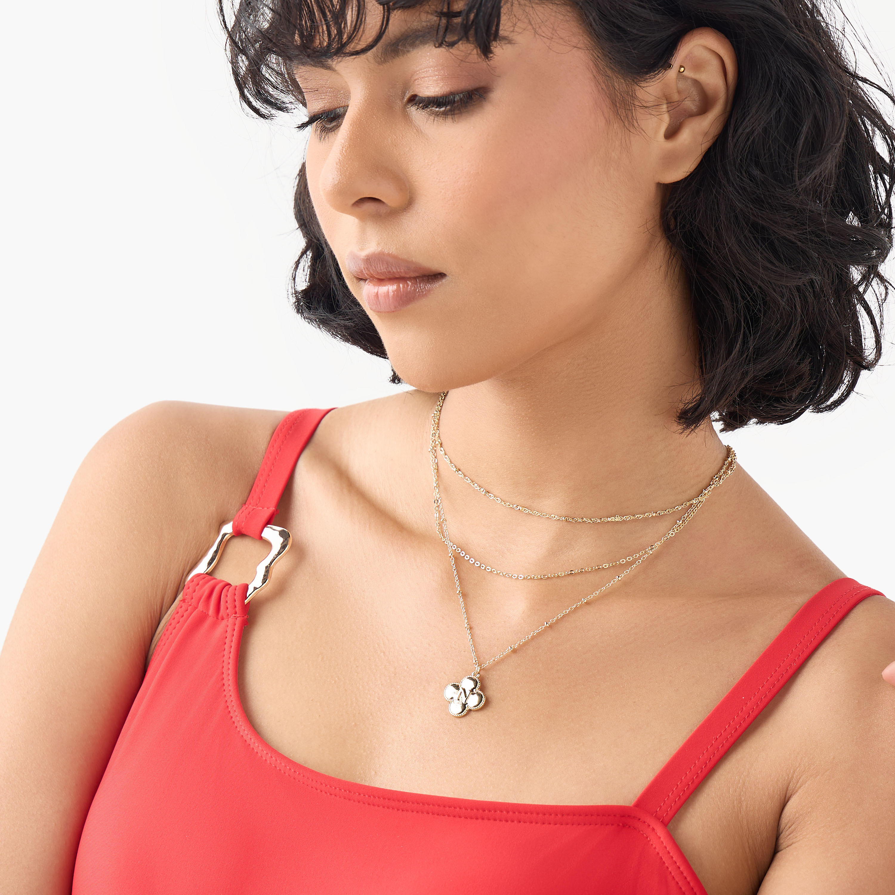 عقد طبقات بدلاية حرف ومشبك إغلاق-women-watchesandjewellery-jewellery-necklacesandpendants-image-2