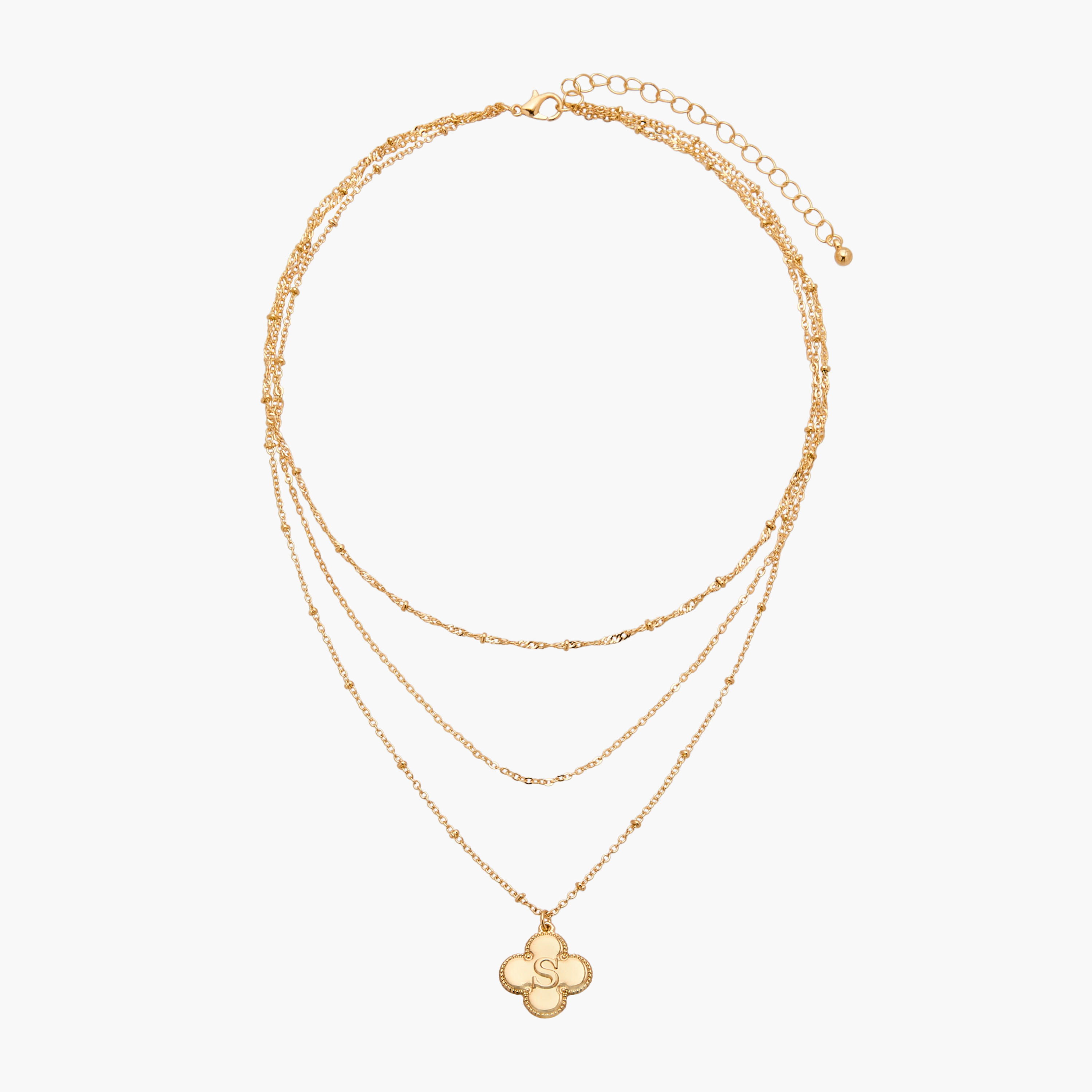 Layered Initial S Pendant Necklace with Lobster Clasp Closure-women-watchesandjewellery-jewellery-necklacesandpendants-image-1