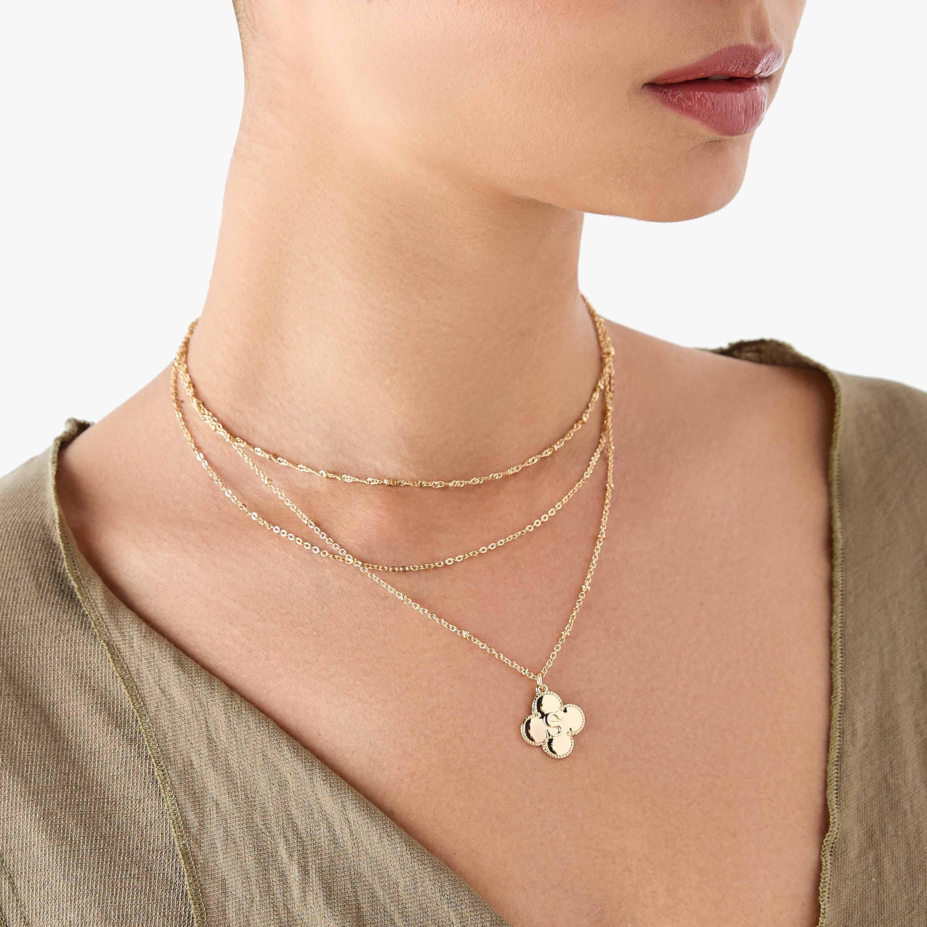 Layered Initial S Pendant Necklace with Lobster Clasp Closure-women-watchesandjewellery-jewellery-necklacesandpendants-image-2