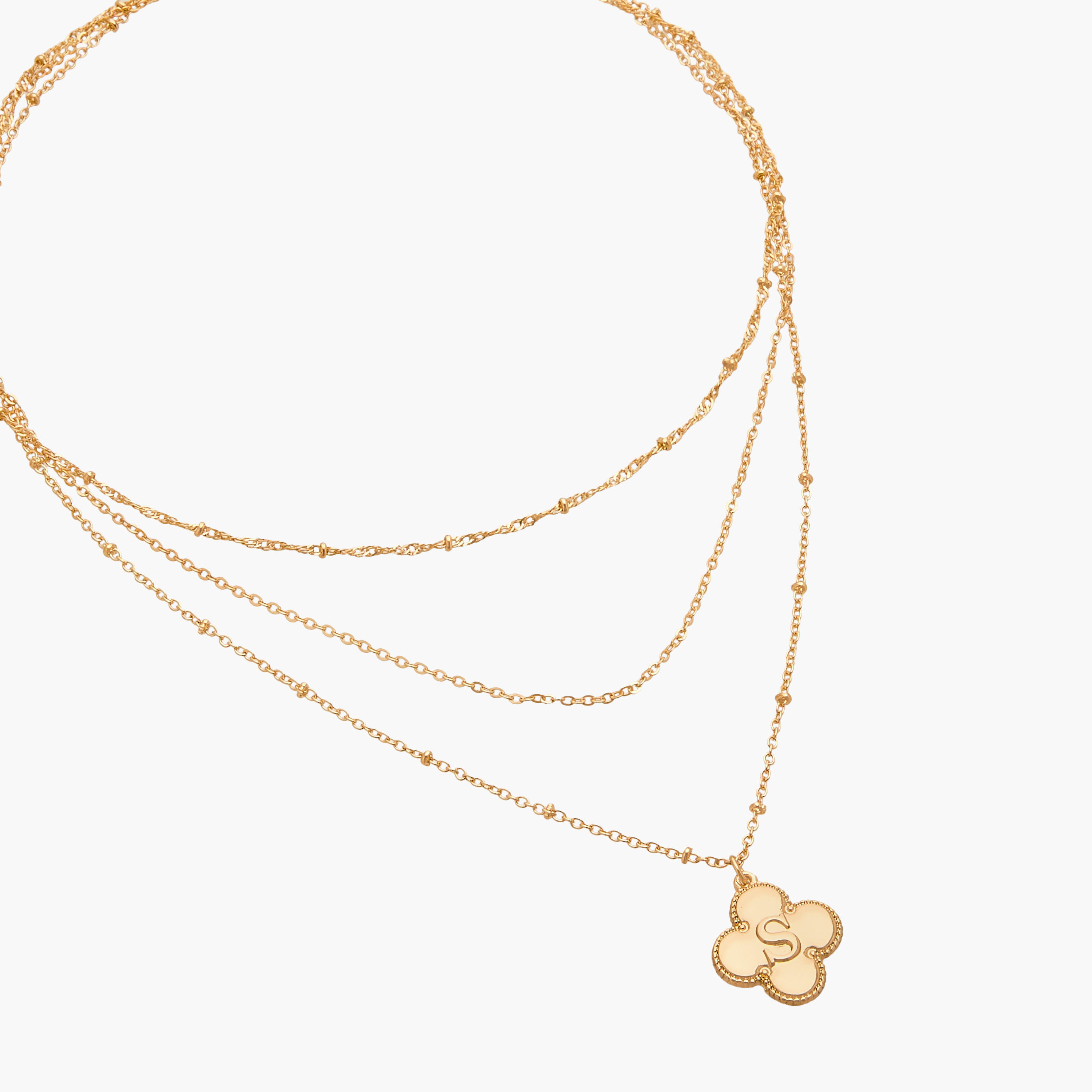 Layered Initial S Pendant Necklace with Lobster Clasp Closure-women-watchesandjewellery-jewellery-necklacesandpendants-image-3