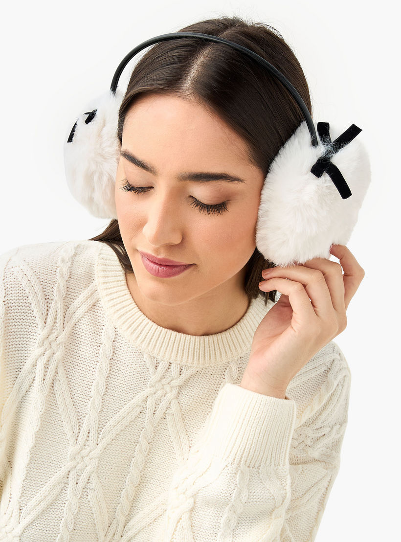 أغطية أذن بتفاصيل فيونكة فرو-women-hairaccessories-bands-image-2
