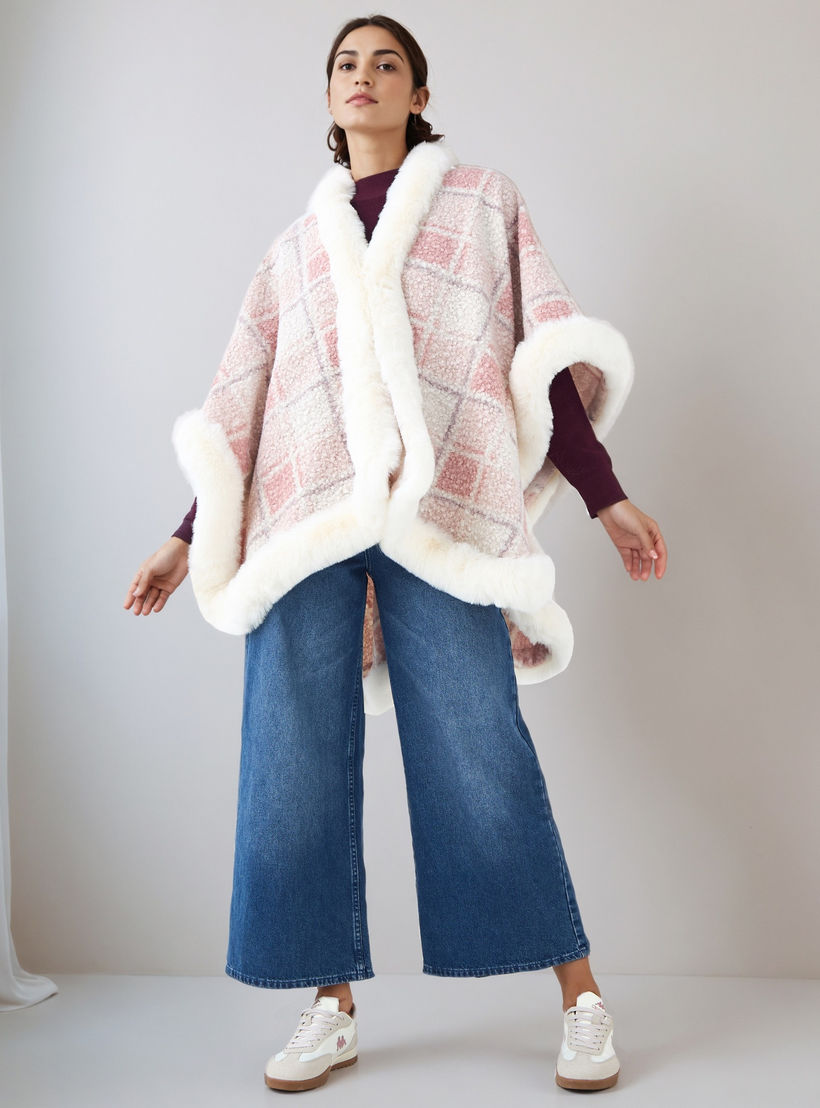 Longline Checked Cape-women-winterwear-cardigansandjumpers-cardigans-image-2