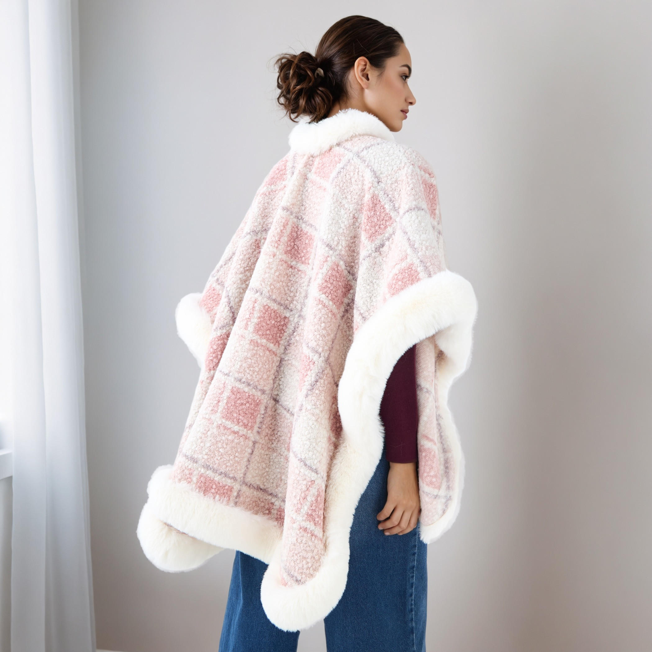 Longline Checked Cape-women-winterwear-cardigansandjumpers-cardigans-image-3
