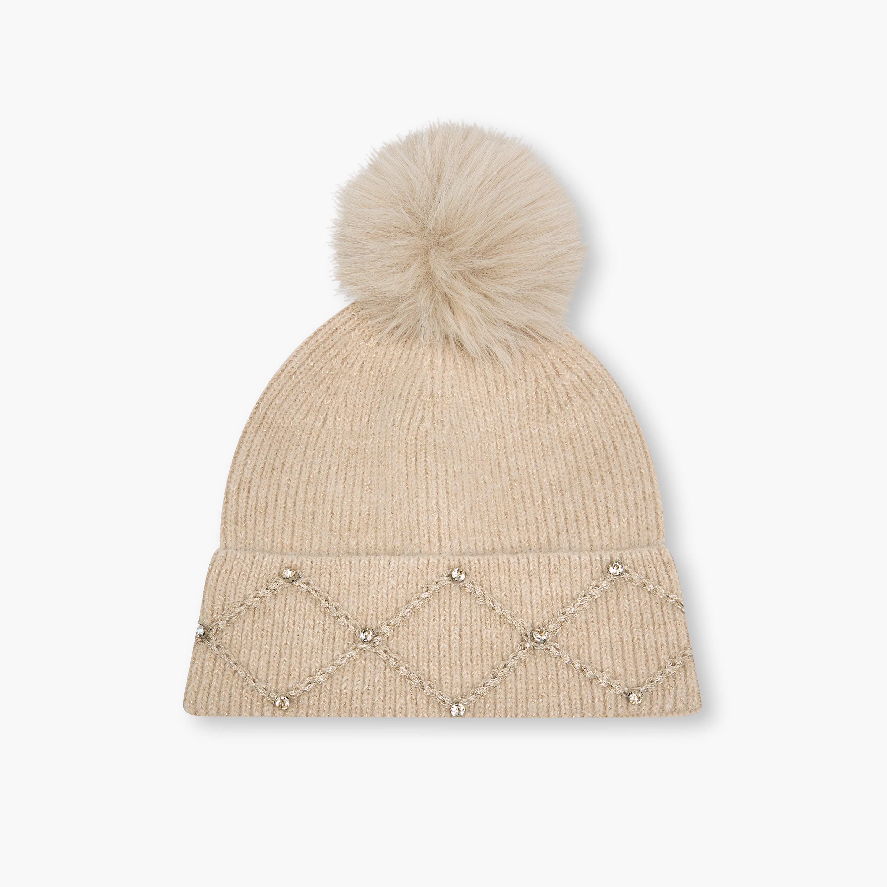 Embellished Pom-Pom Detail Beanie-women-clothingaccessories-capsandhats-image-1
