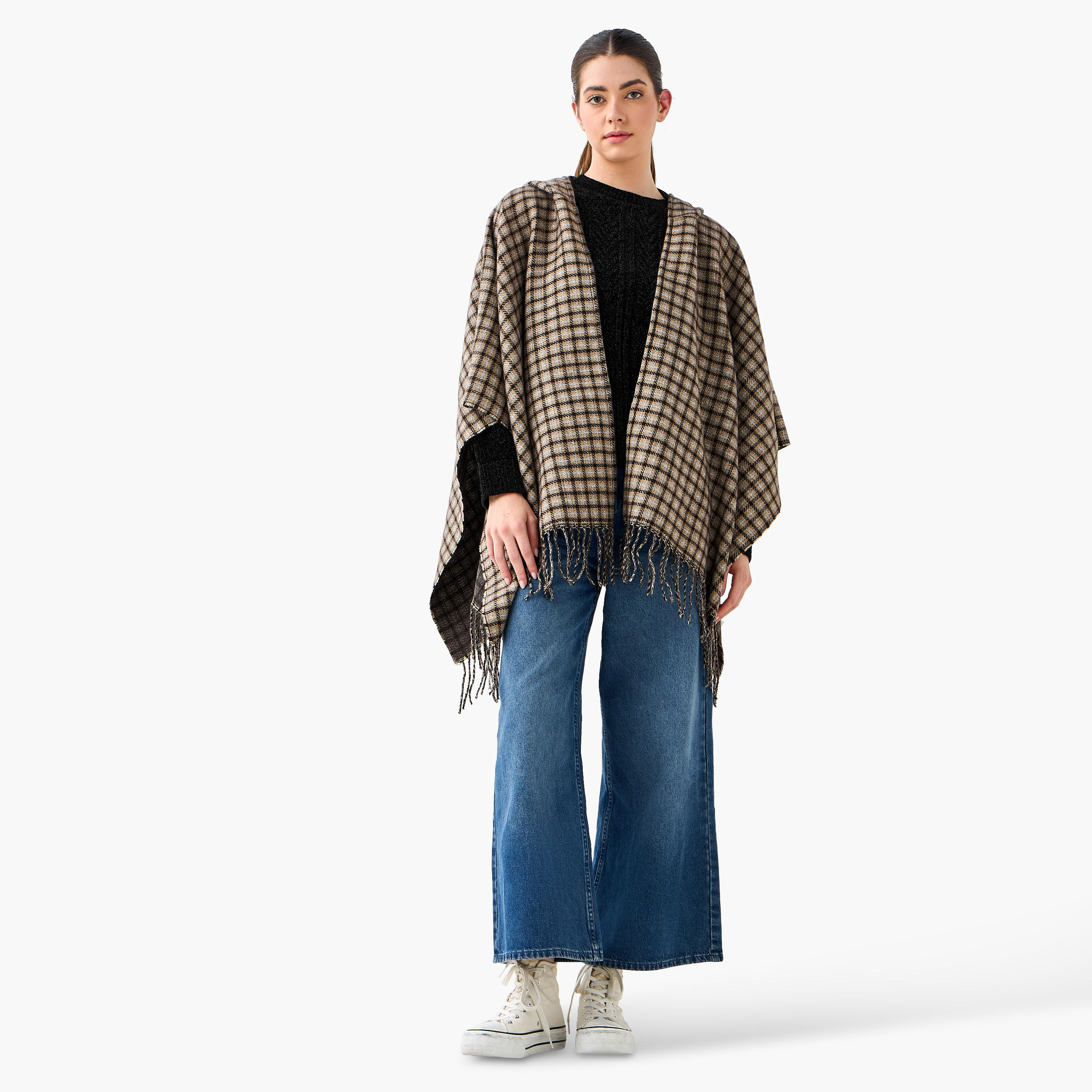 سترة كاب بوليستر بني بقبعة-women-winterwear-cardigansandjumpers-cardigans-image-5
