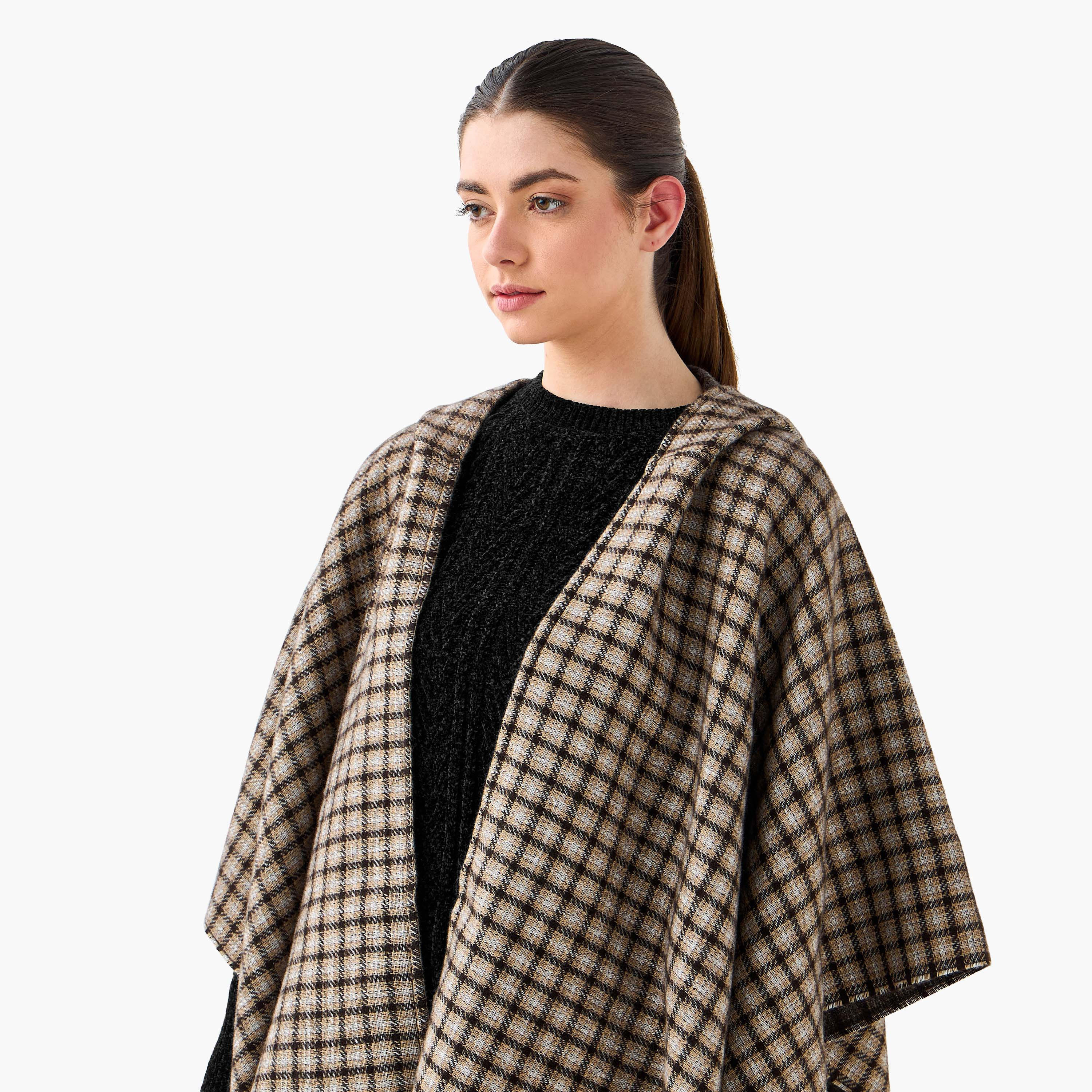 سترة كاب بوليستر بني بقبعة-women-winterwear-cardigansandjumpers-cardigans-image-3