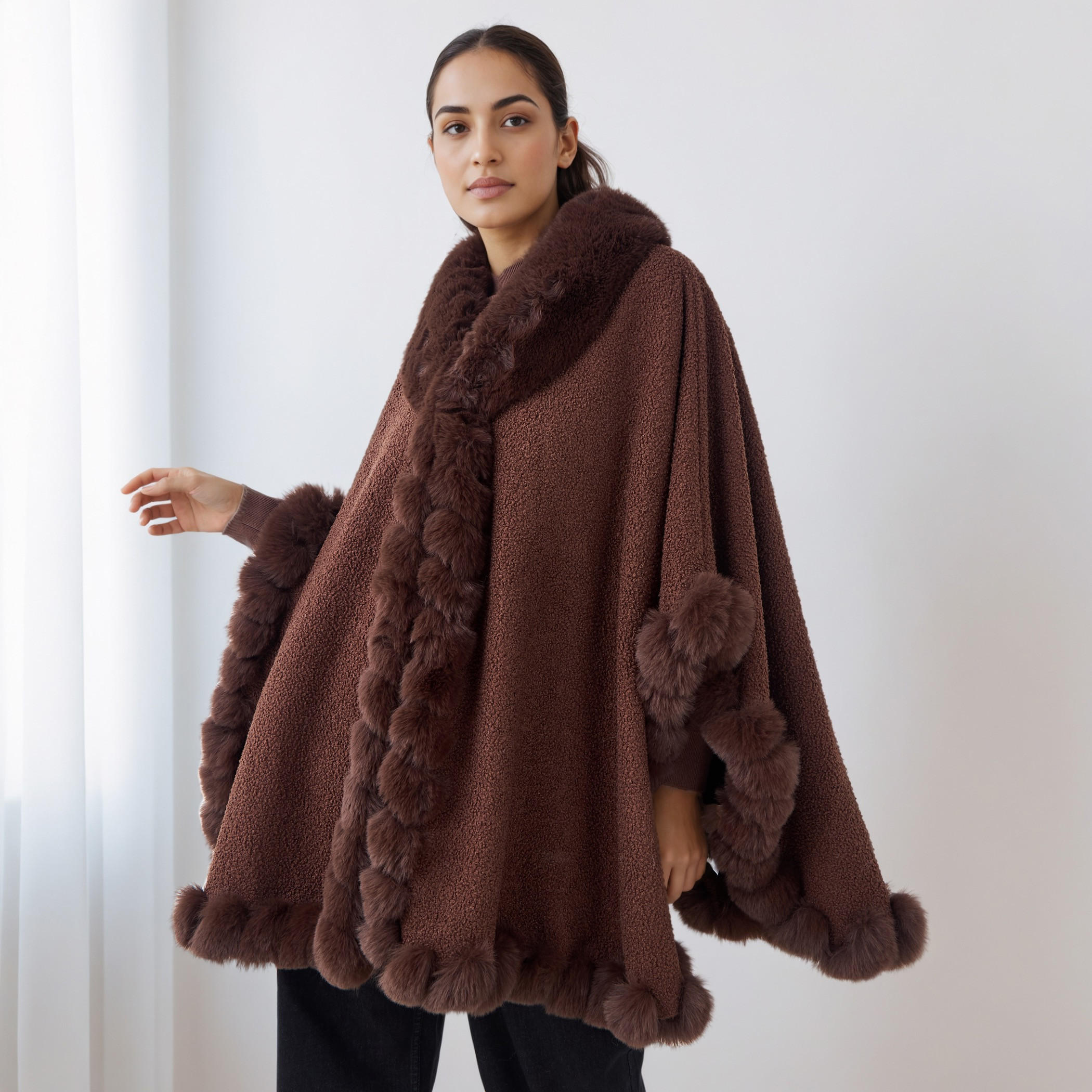 سترة كاب بوليستر بحافة فرو-women-winterwear-cardigansandjumpers-cardigans-image-1