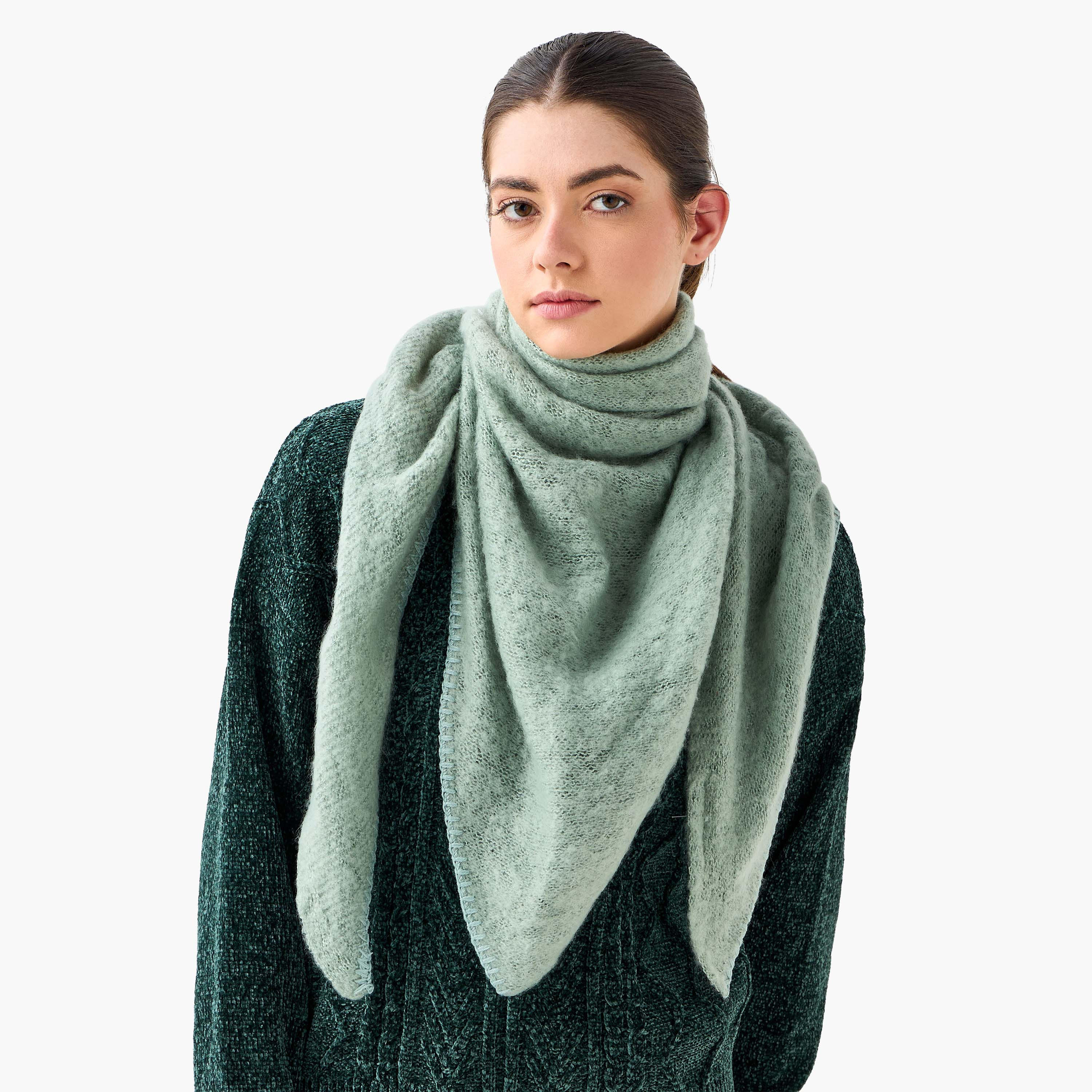Scarf Triangle Polyester Green-women-winterwear-scarves-image-2