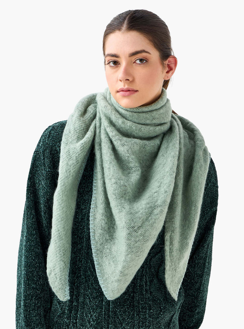 Scarf Triangle Polyester Green-women-winterwear-scarves-image-2