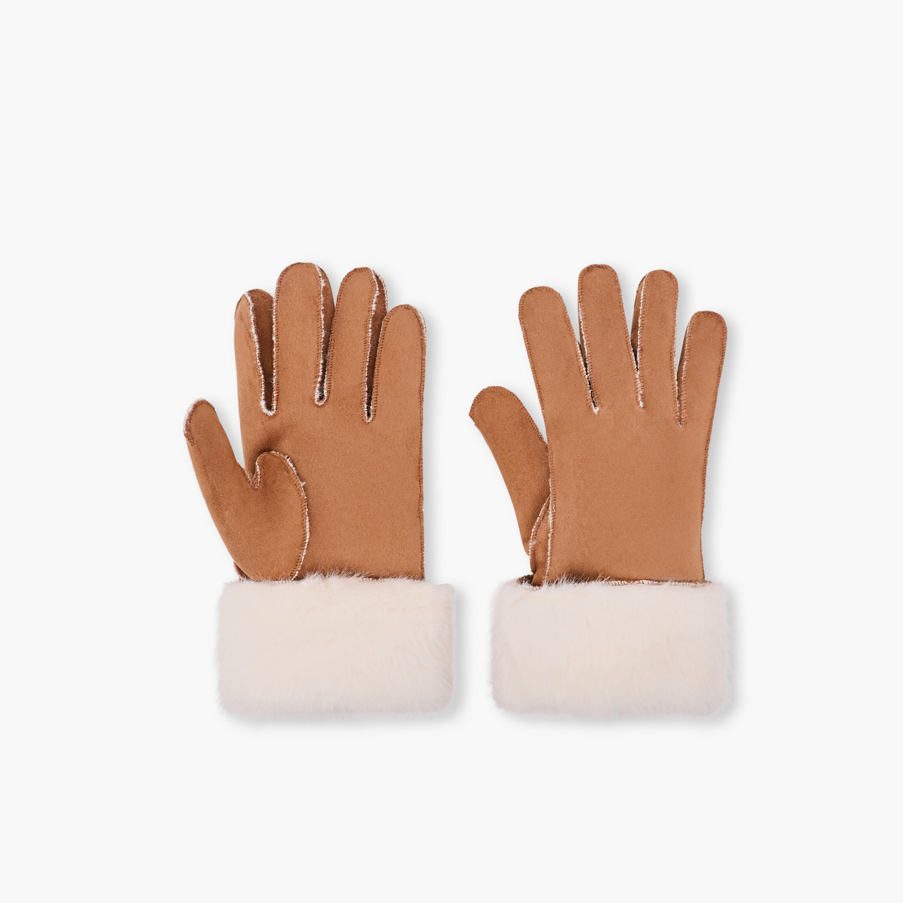 قفازات شتوية بوليستر جلد سويدي بقصة فرو-women-clothingaccessories-gloves-image-7