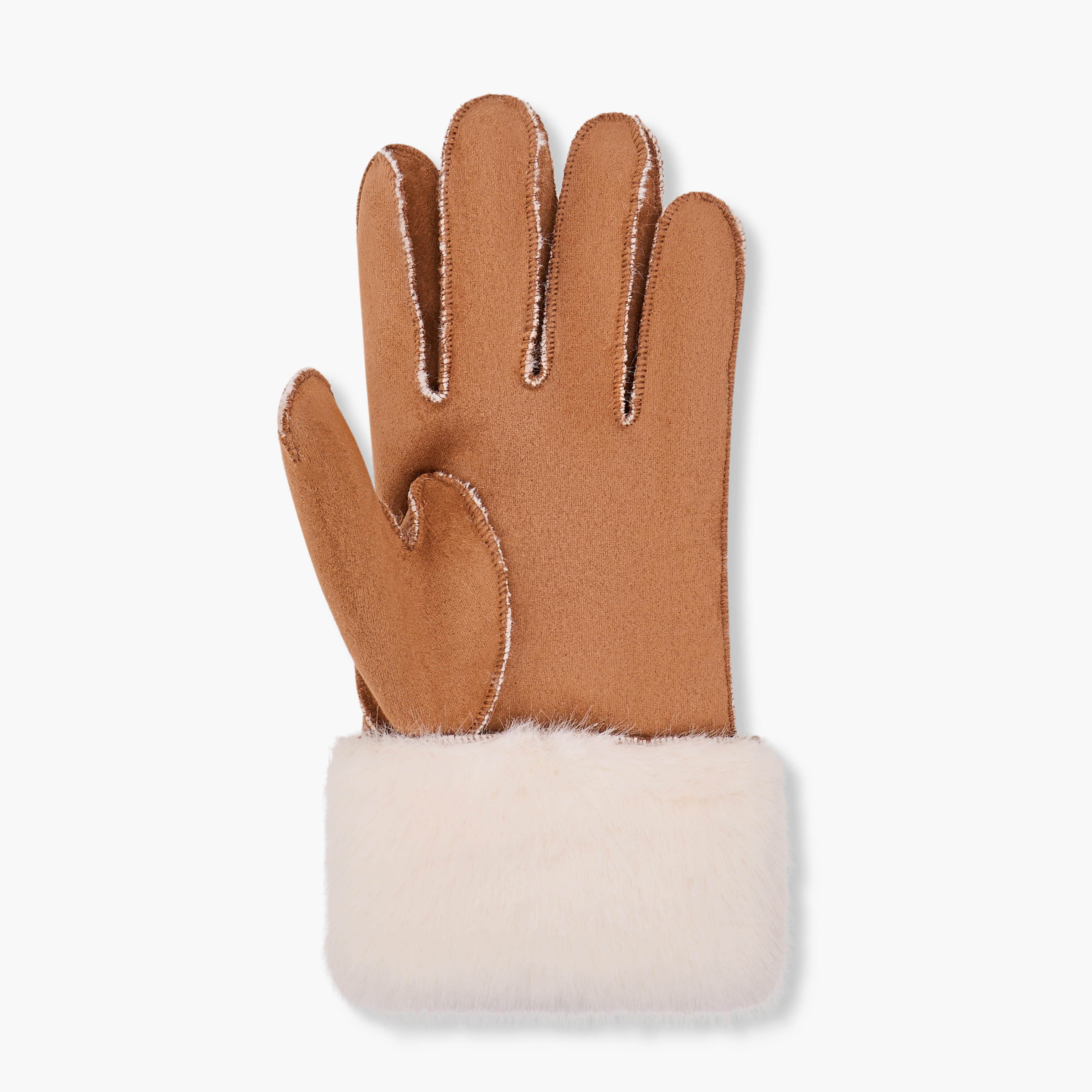 قفازات شتوية بوليستر جلد سويدي بقصة فرو-women-clothingaccessories-gloves-image-4