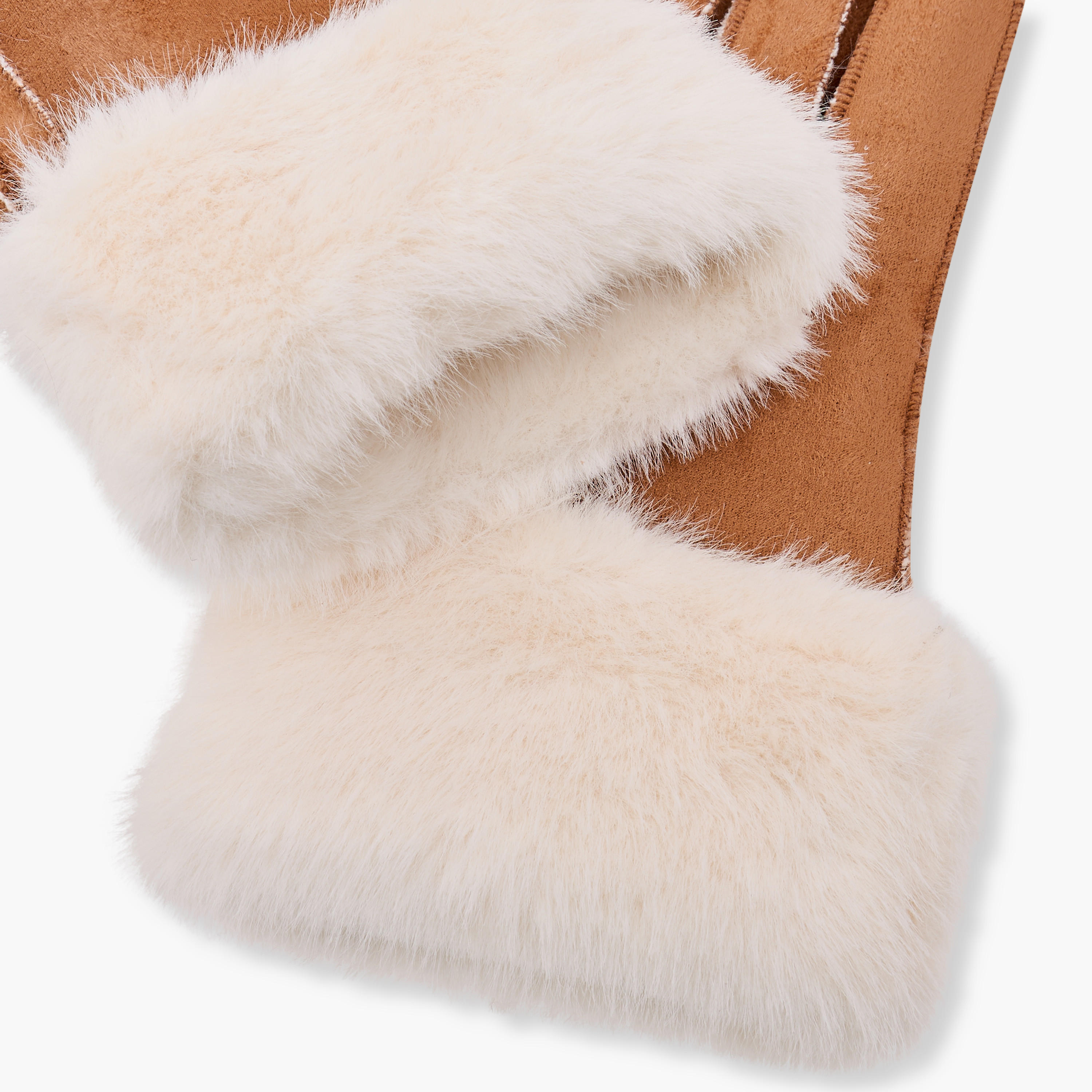 Suede Fur Trim Polyester Winter Gloves-women-clothingaccessories-gloves-image-5