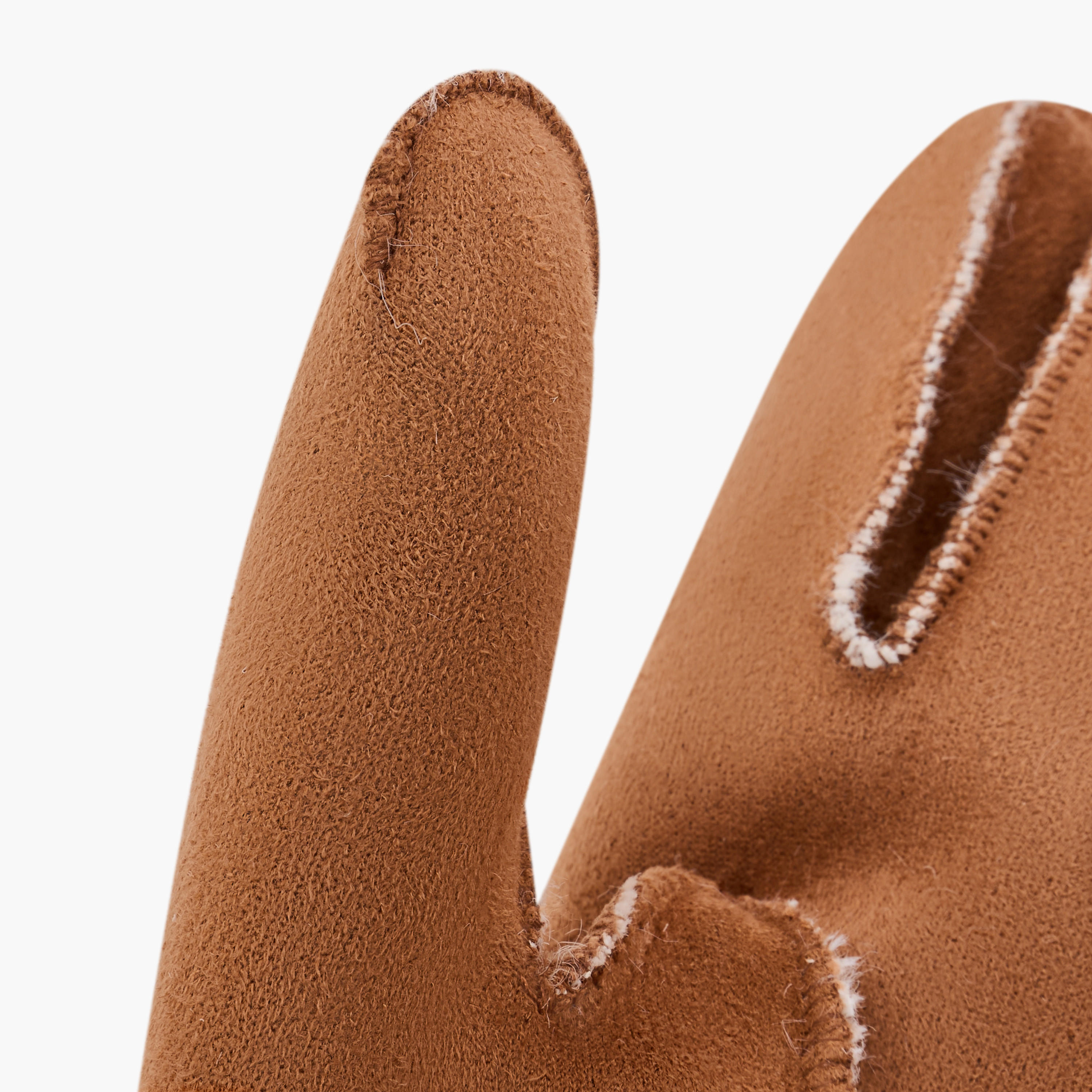 قفازات شتوية بوليستر جلد سويدي بقصة فرو-women-clothingaccessories-gloves-image-1
