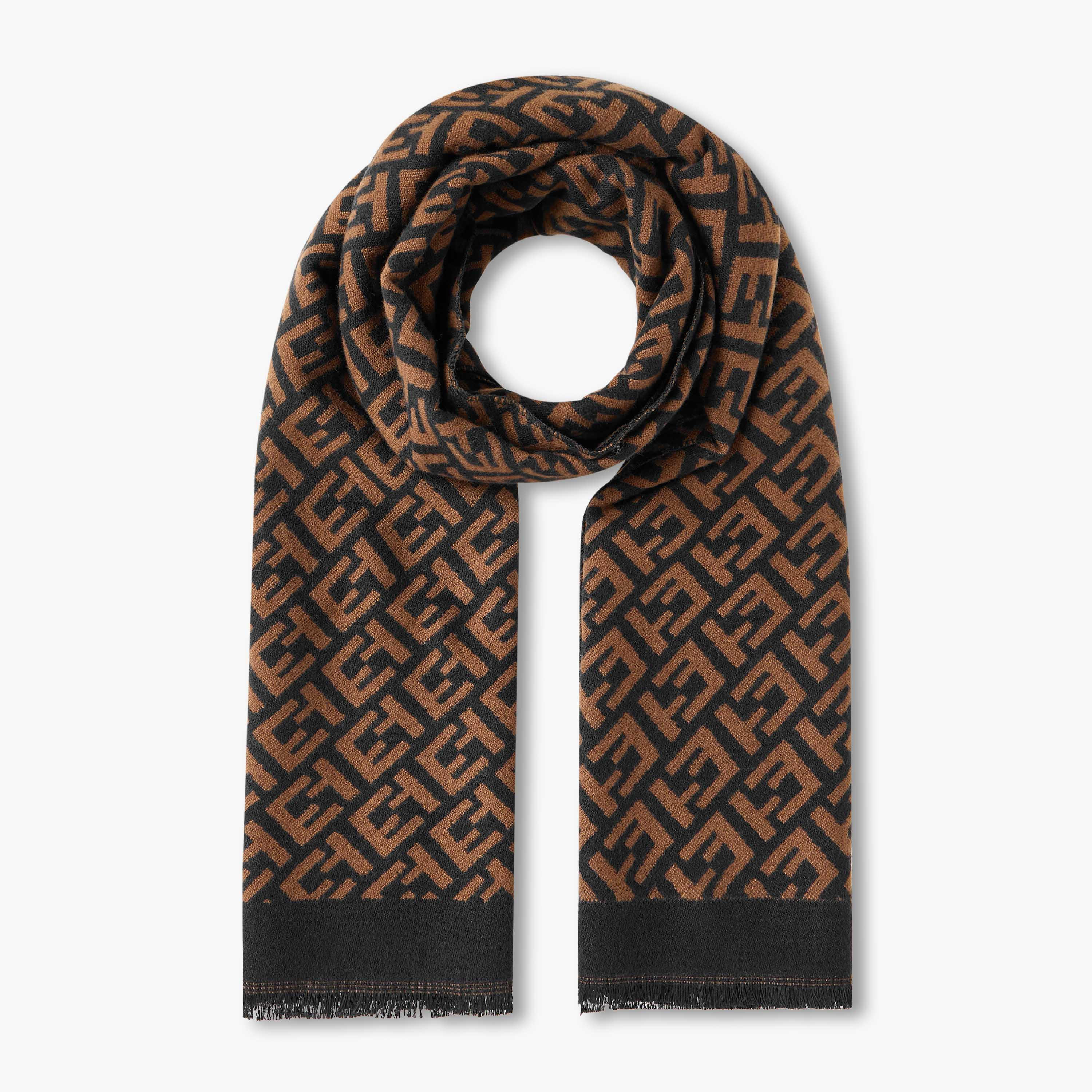 Scarf Monogram Print with Fringe Detail Multicolour-women-winterwear-scarves-image-1