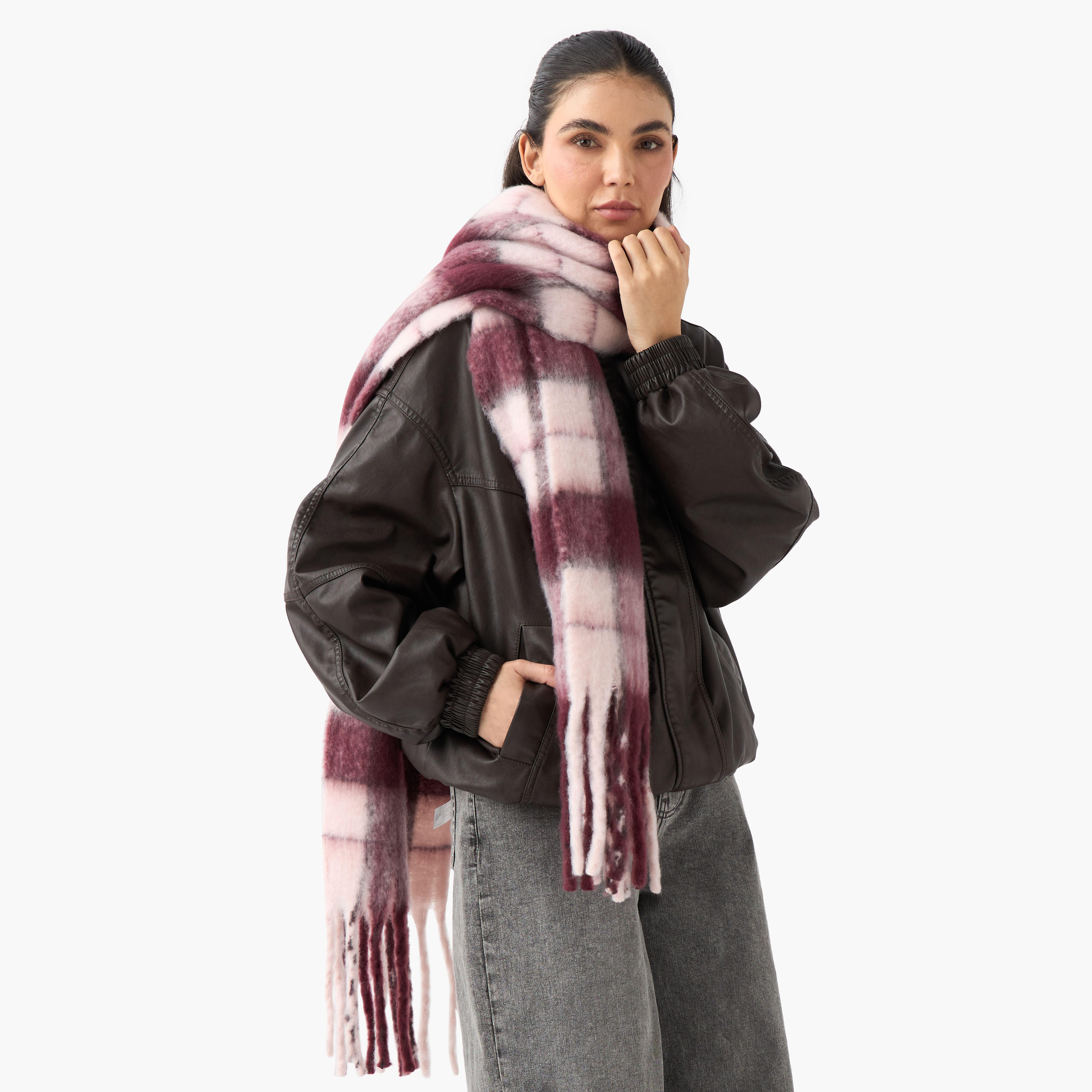 Scarf Checked Polyester Multicolour-women-winterwear-scarves-image-2