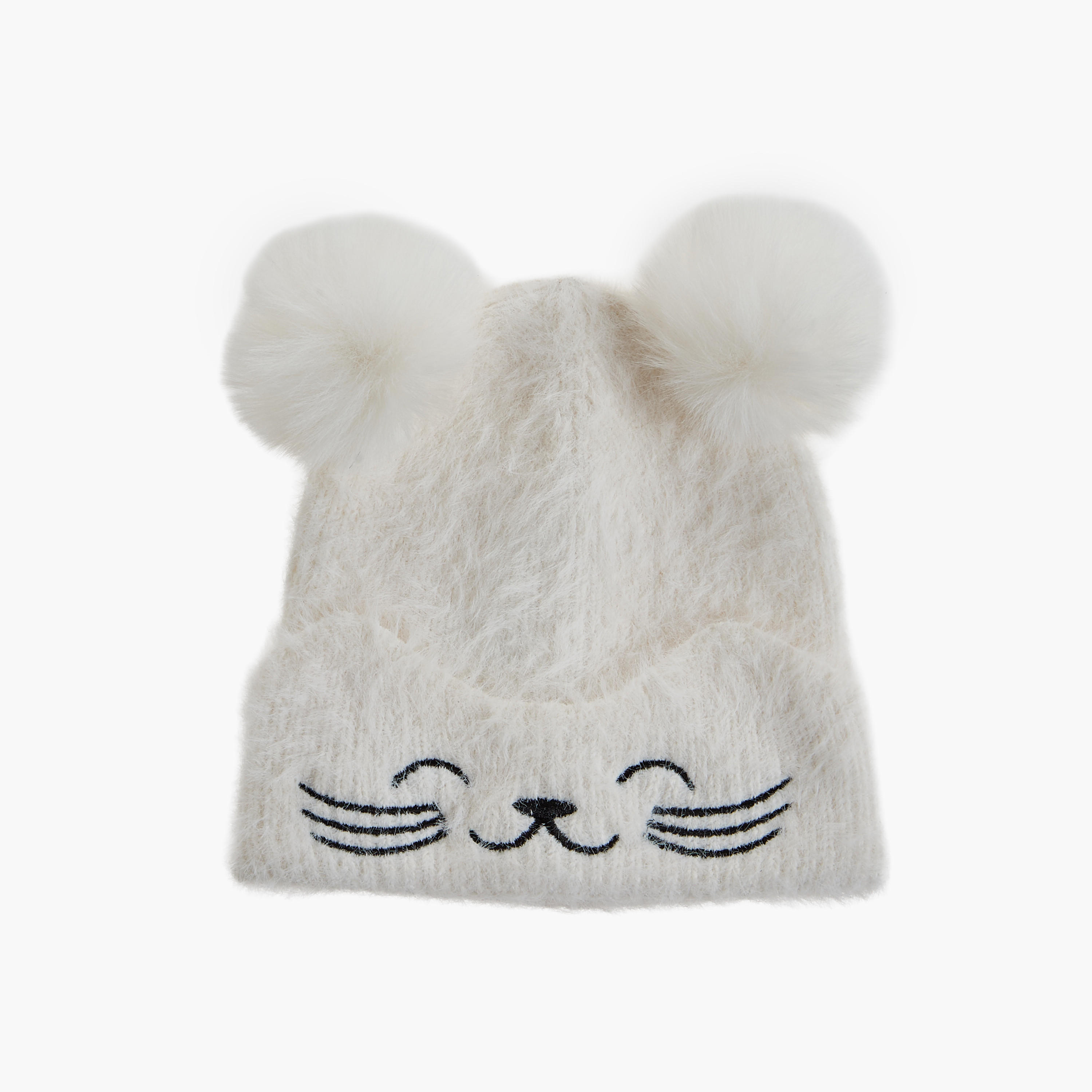 Embroidered Beanie with Pom Pom Accents-women-clothingaccessories-capsandhats-image-1