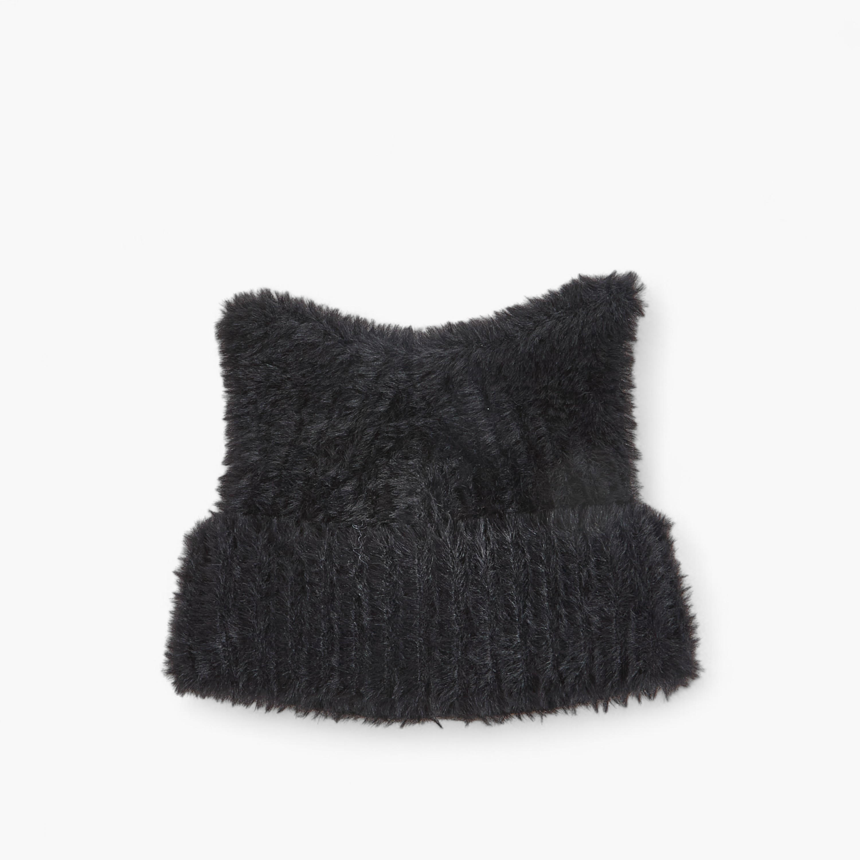 Textured Ear Detail Fluffy Beanie-women-clothingaccessories-capsandhats-image-1