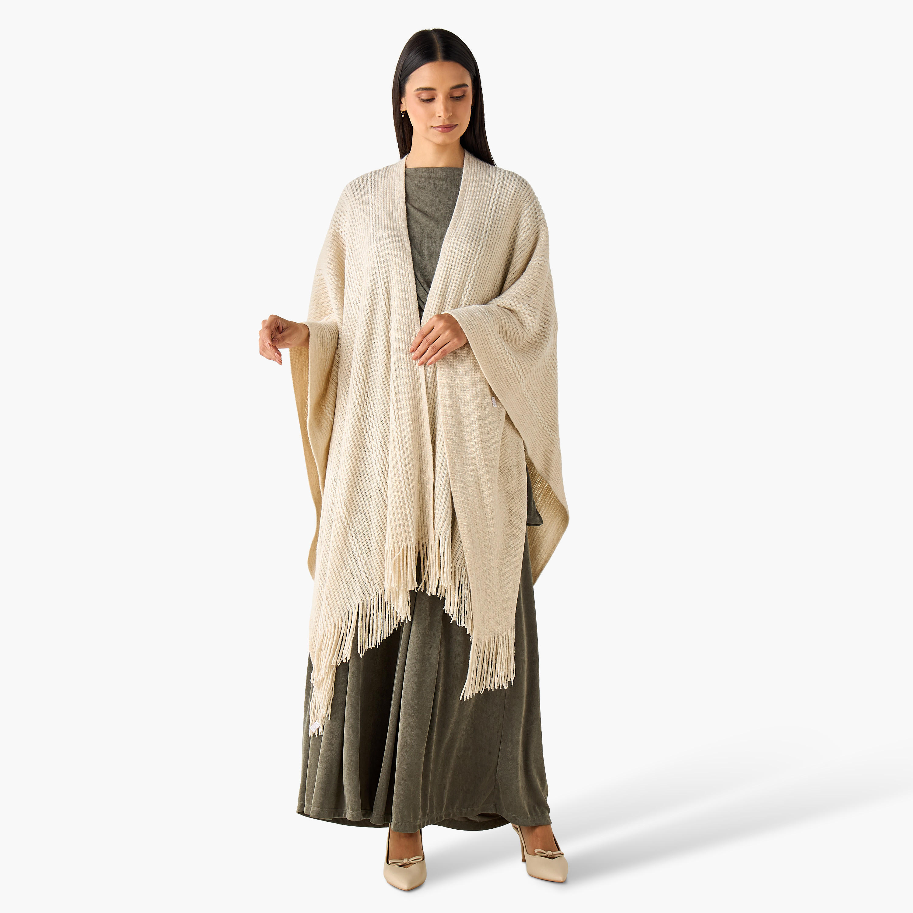 Asymmetric Cape Lurex Texture-women-winterwear-scarves-image-2