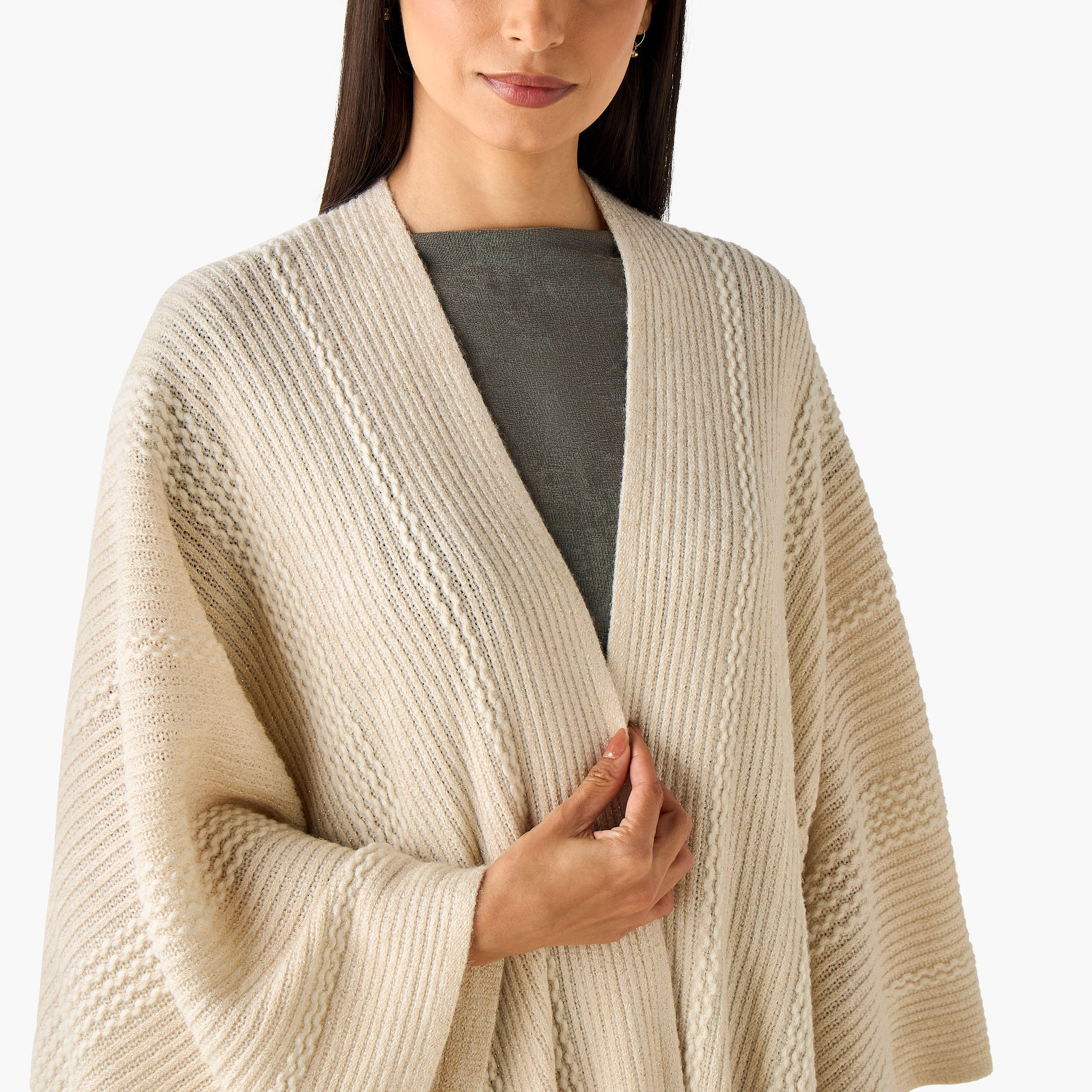 Asymmetric Cape Lurex Texture-women-winterwear-scarves-image-3