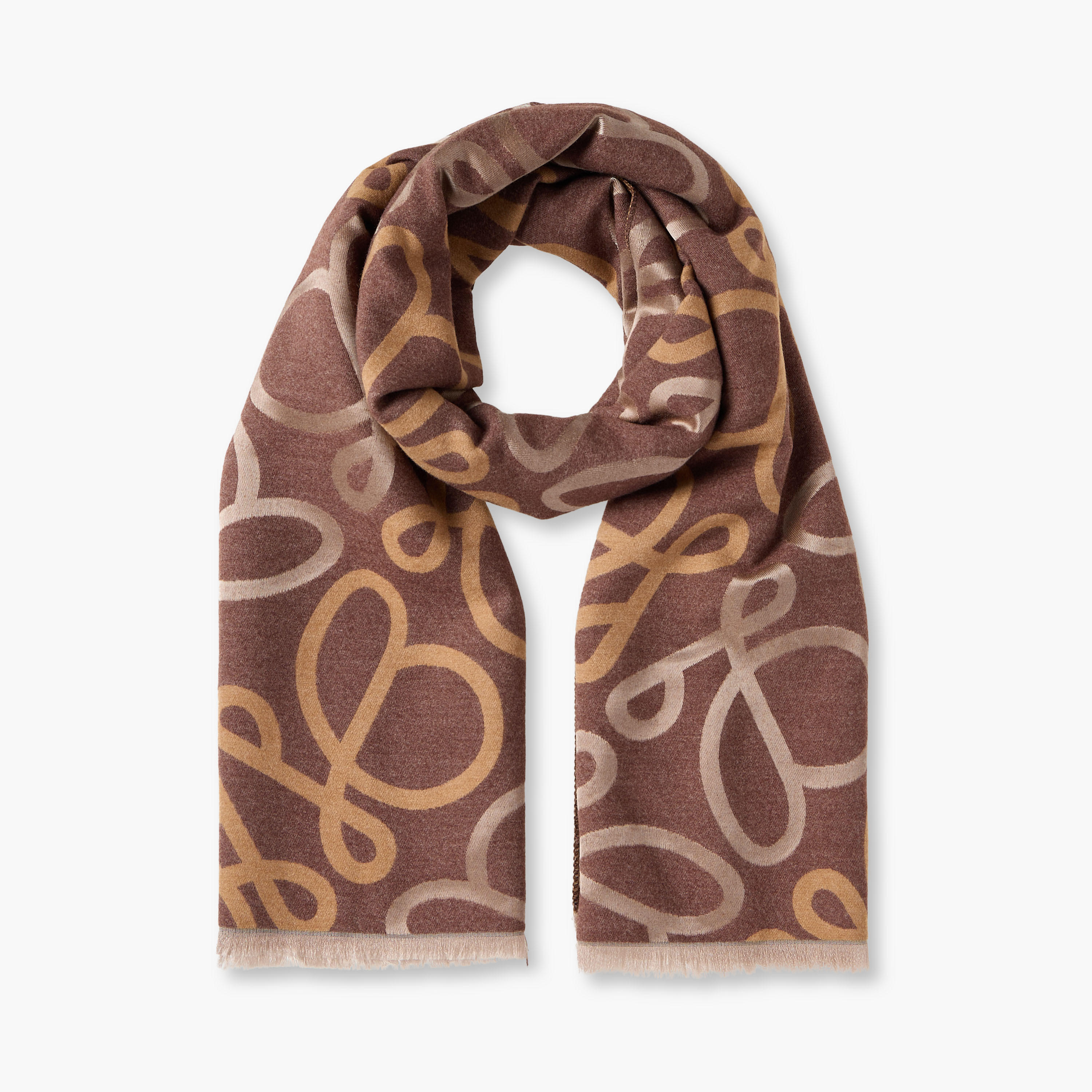 Scarf Polyester Blend Monogram Scripted-women-winterwear-scarves-image-1