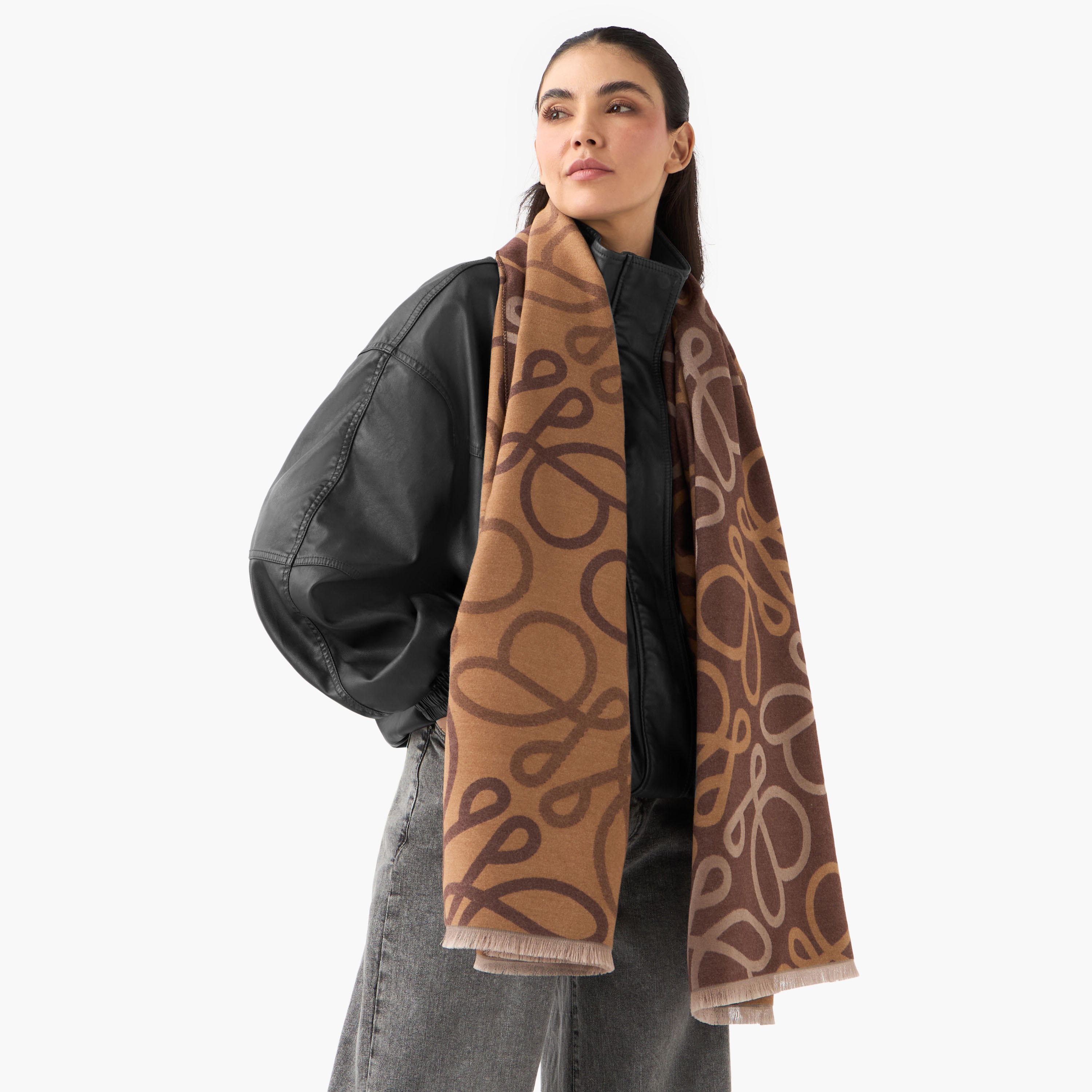 Scarf Polyester Blend Monogram Scripted-women-winterwear-scarves-image-2
