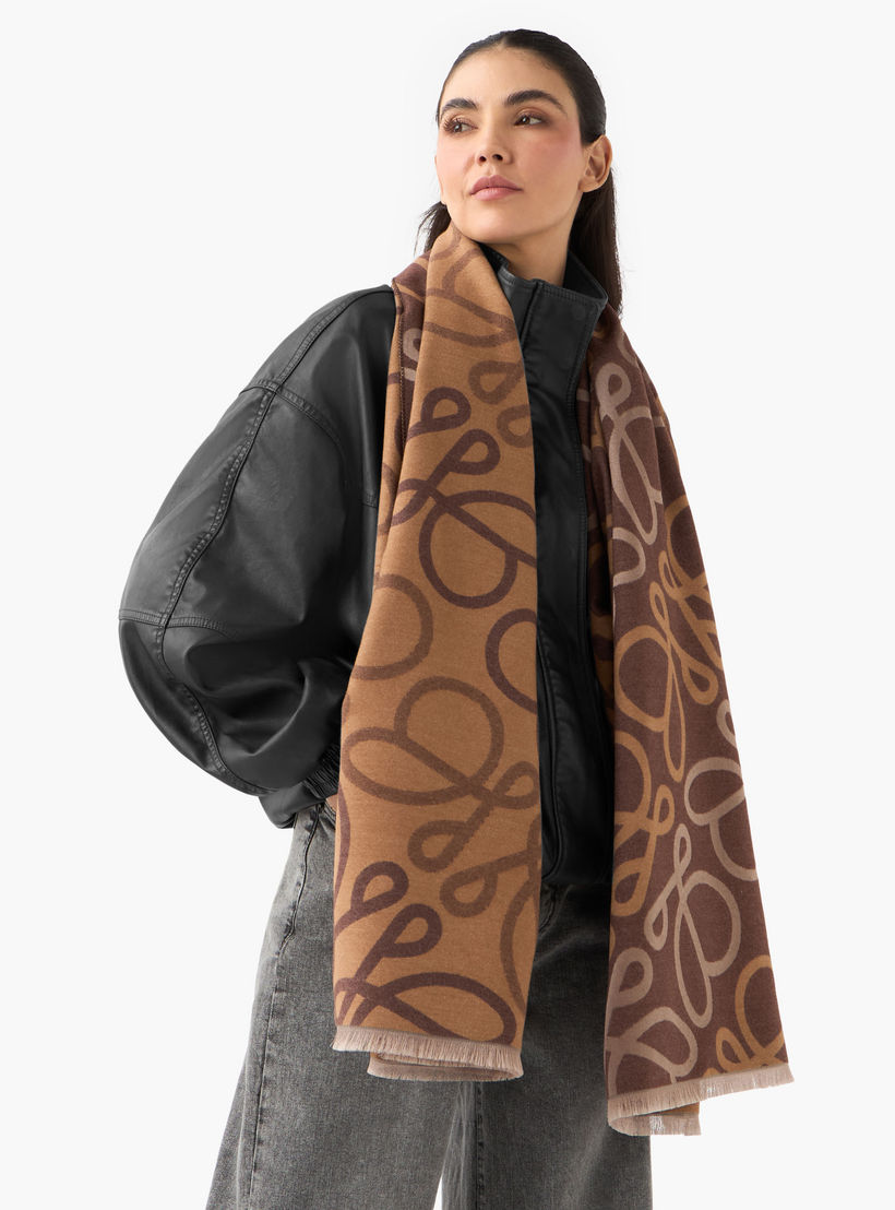 Scarf Polyester Blend Monogram Scripted-women-winterwear-scarves-image-2
