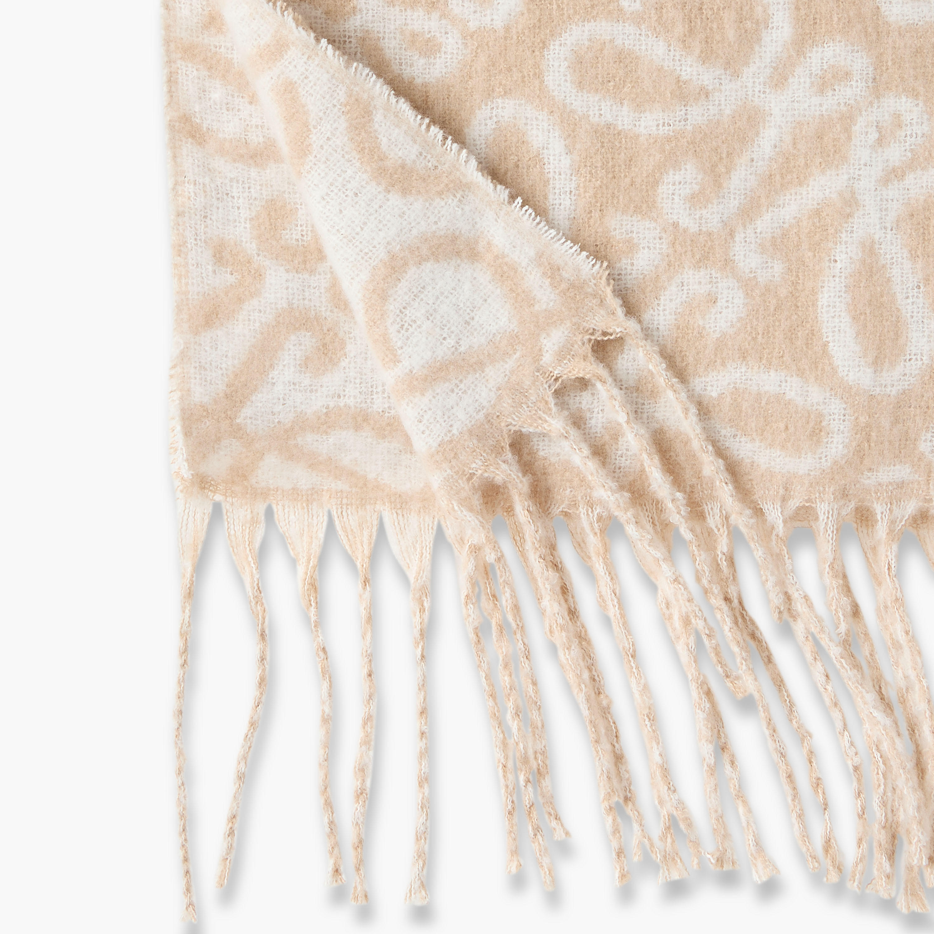 Scarf Fringe Accent Polyester Multicolour-women-winterwear-scarves-image-4