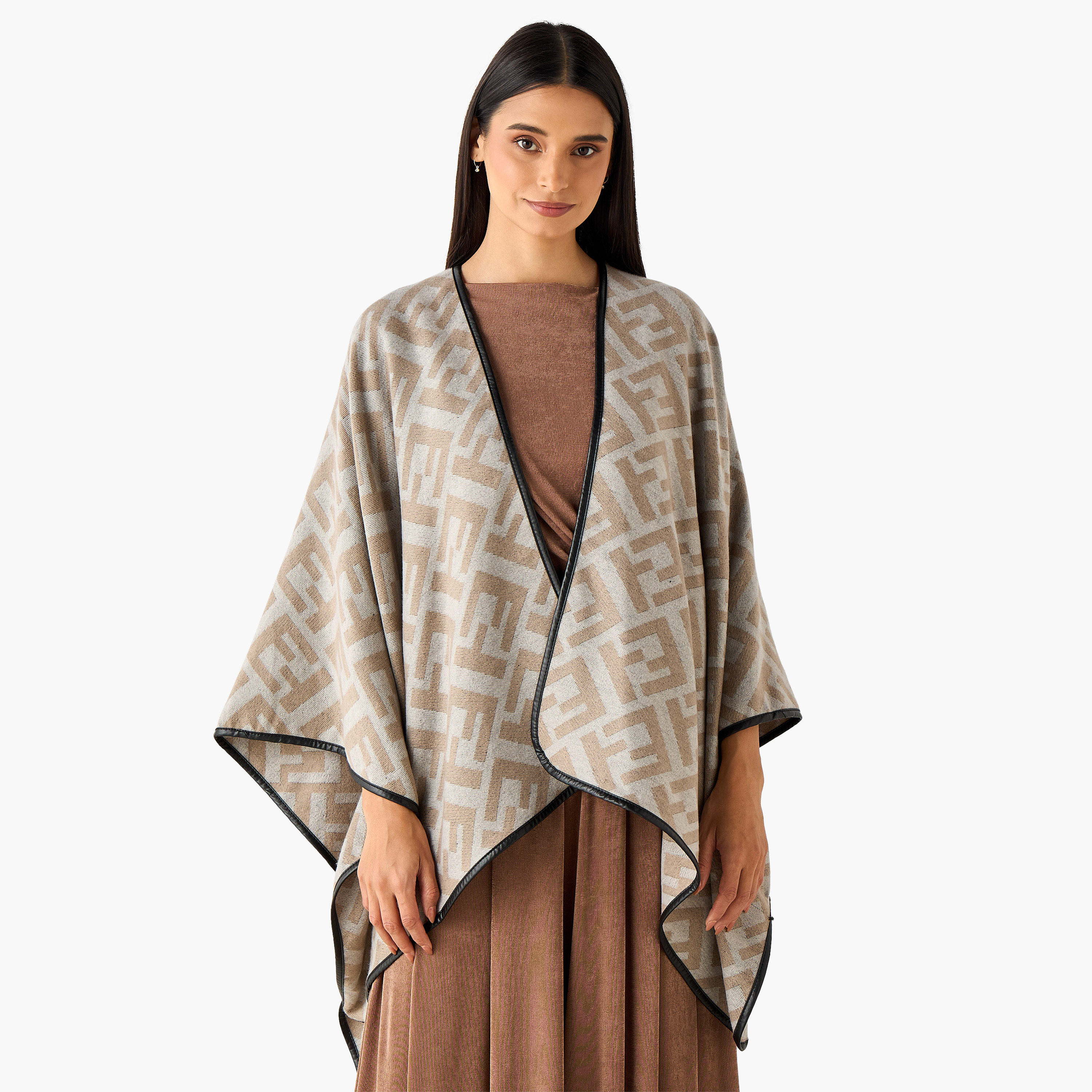 Asymmetric Cape Monogram Print-women-winterwear-scarves-image-1
