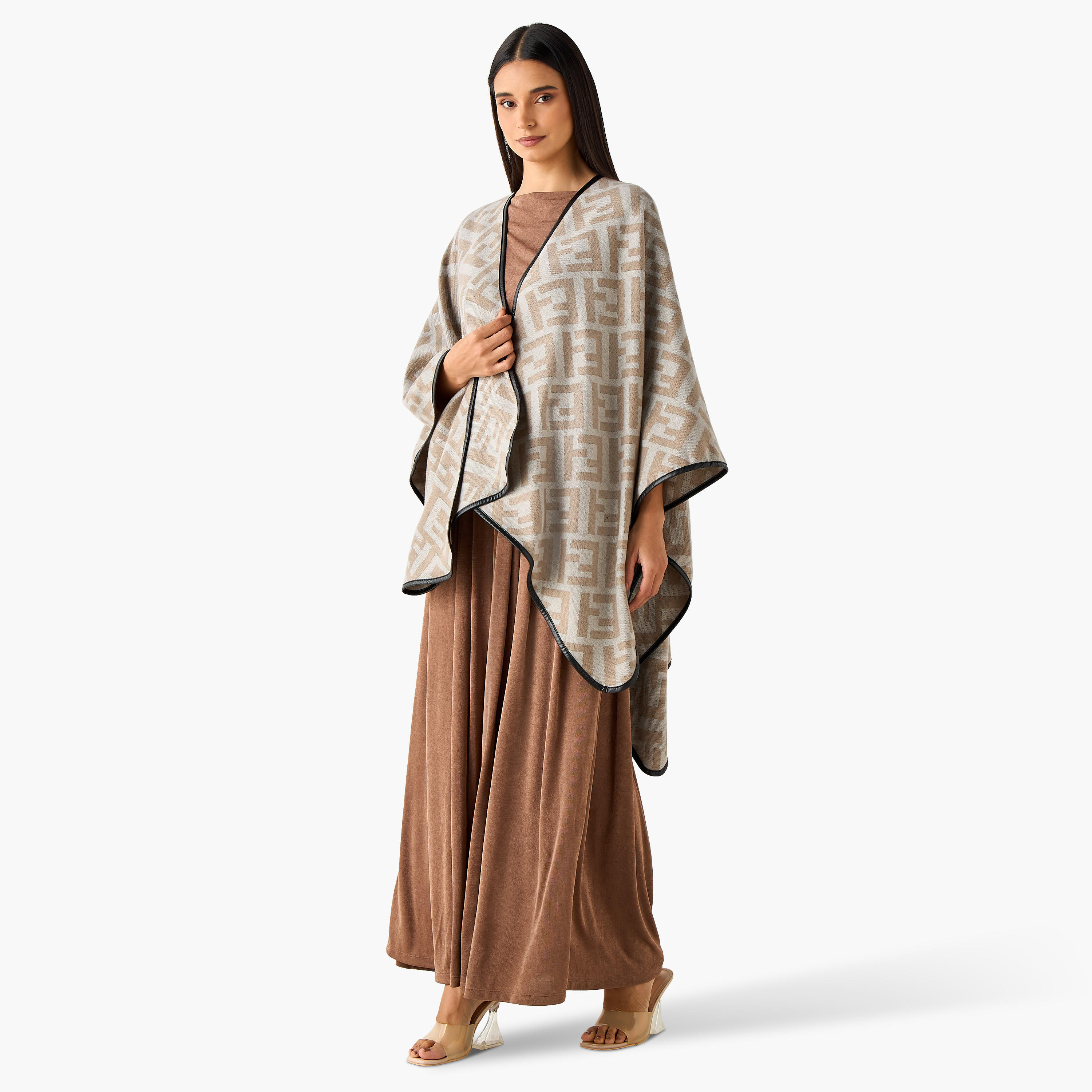Asymmetric Cape Monogram Print-women-winterwear-scarves-image-2