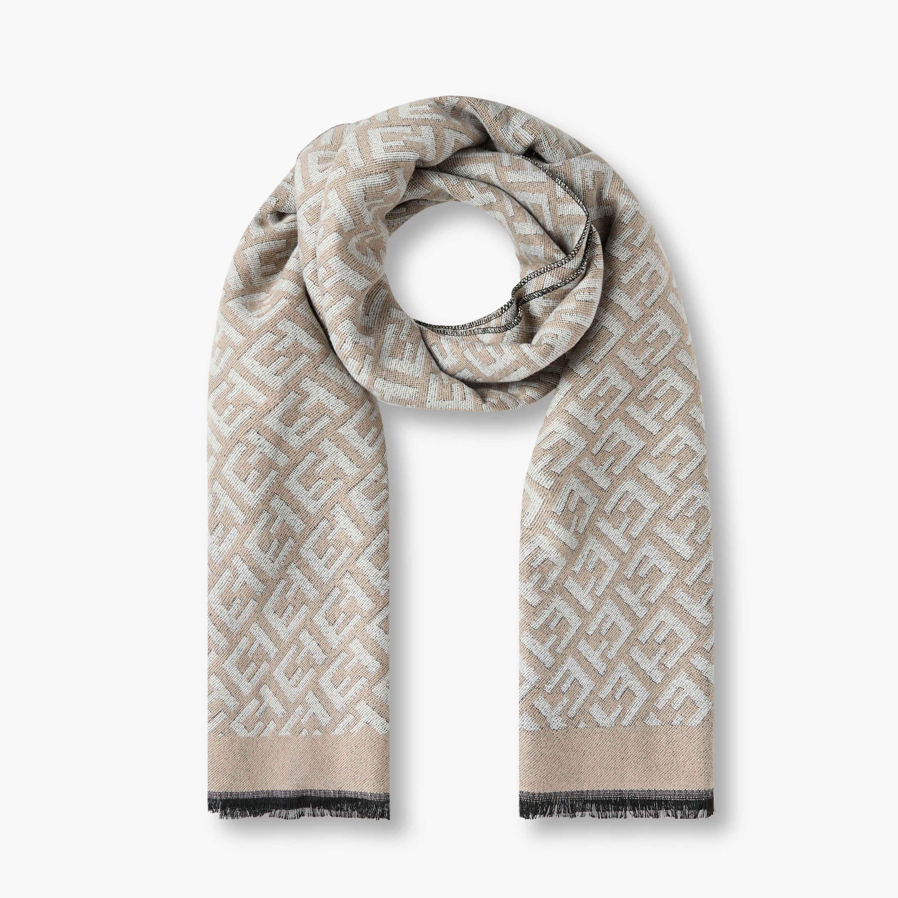 Scarf Monogram Print with Fringe Detail Multicolour-women-winterwear-scarves-image-1